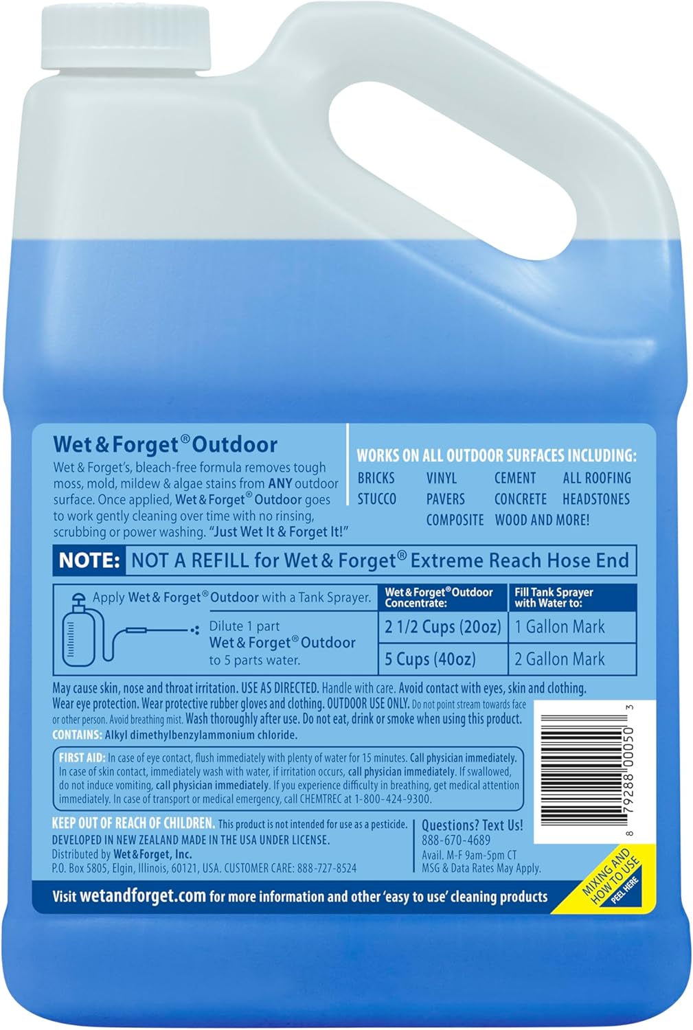 Wet & Forget Moss, Mold, Mildew, & Algae Stain Remover Multi-Surface Outdoor Cleaner Concentrate