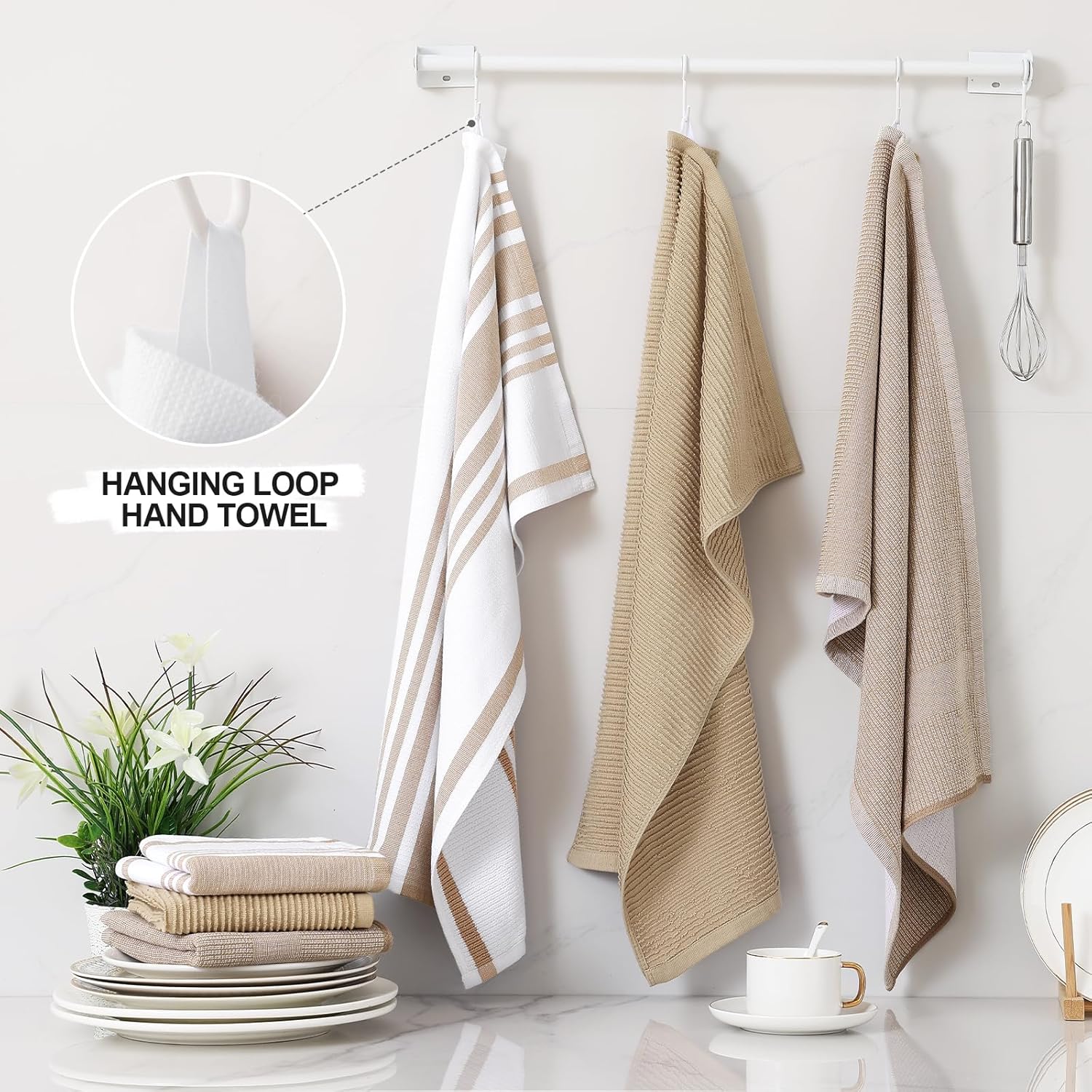 Homaxy Premium Kitchen Towels(18”x 28”, 3 Pack), Large Cotton 380 GSM Kitchen Hand Towels, Soft and