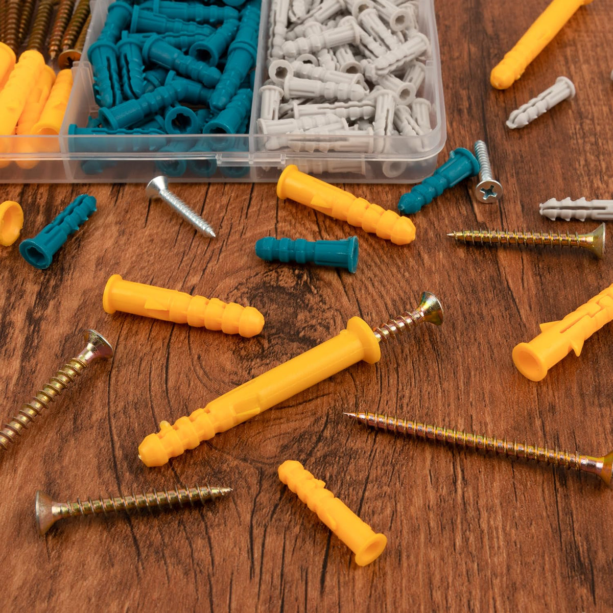 KURUI Drywall Anchors and Screws Assortment Kit 270PCS, 135 Plastic Dry Wall Expansion Anchors and