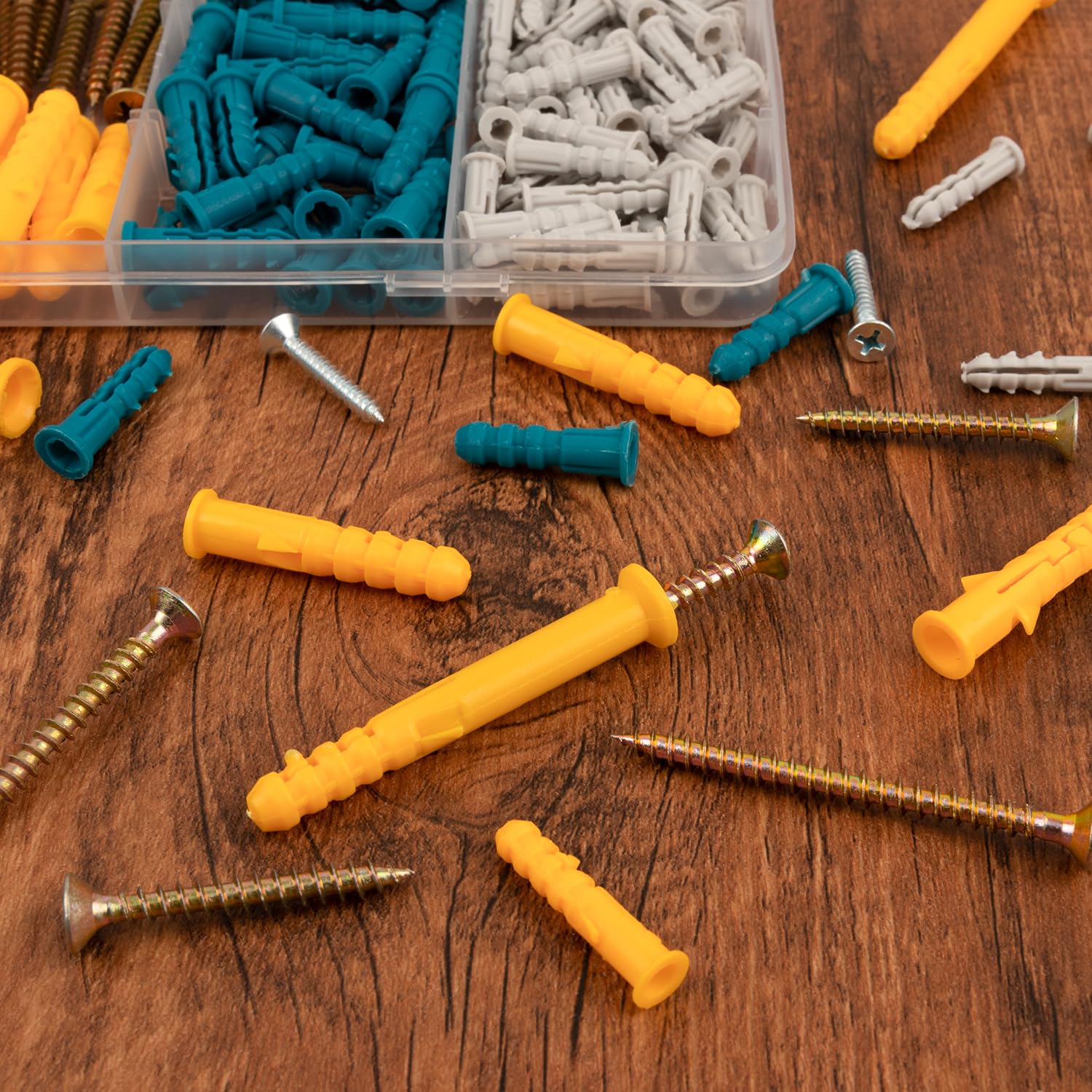 KURUI Drywall Anchors and Screws Assortment Kit 270PCS, 135 Plastic Dry Wall Expansion Anchors and