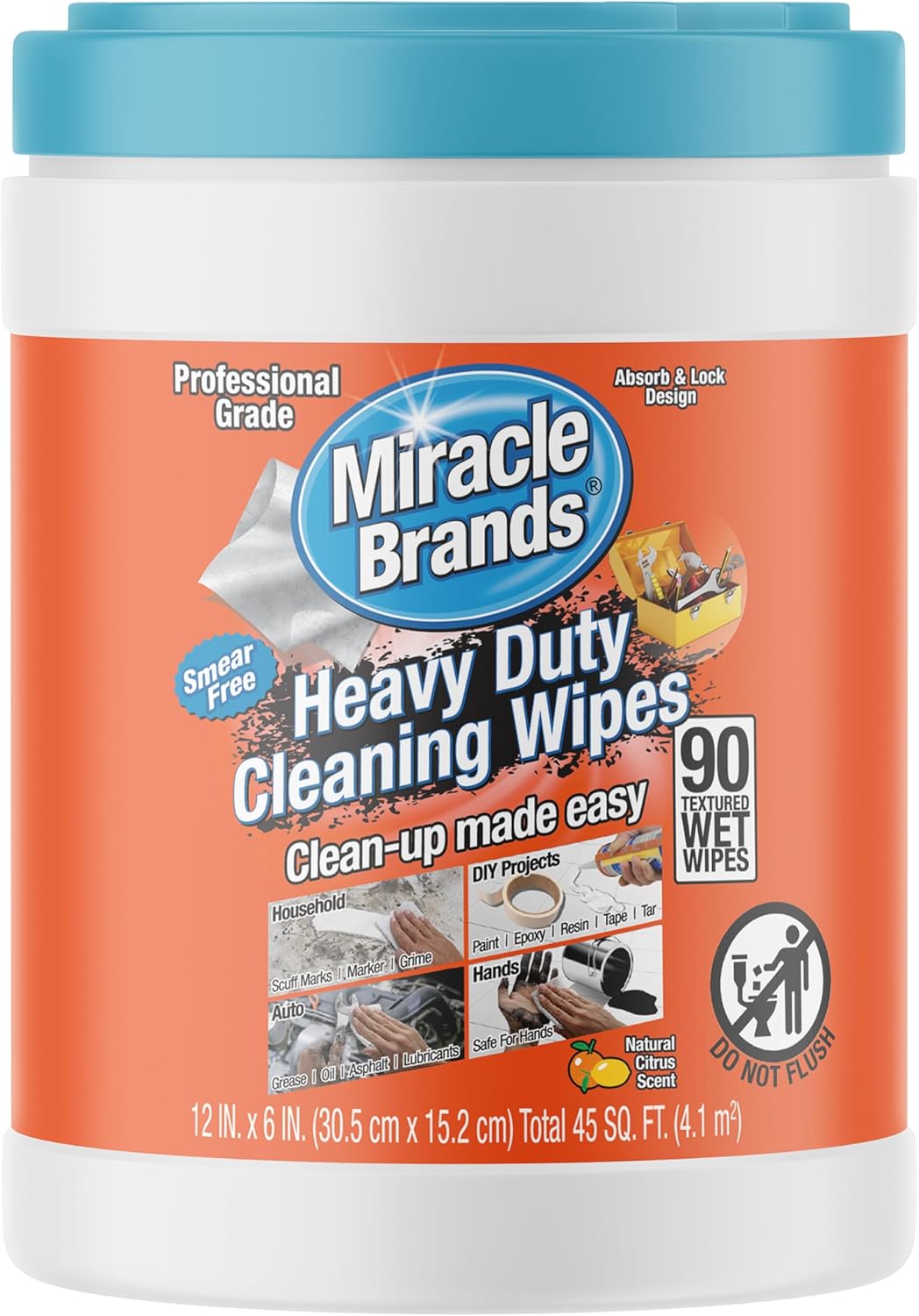 MiracleWipes for Heavy Duty Cleaning (90 Count) - All Purpose Cleaner, Kitchens, Bathrooms