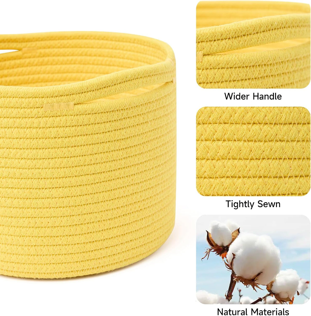 Small Basket for Organizing | Cube Shelf Closet Storage Baskets | 9.7×9.7×7.1” | Woven Rope Gift