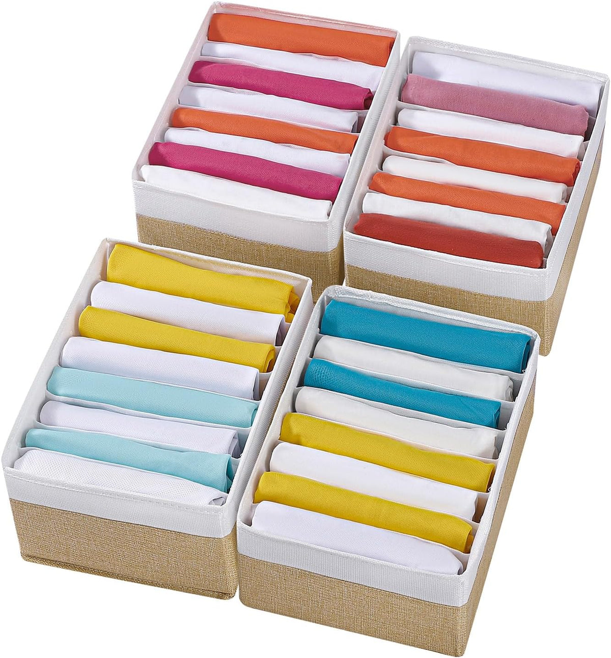 4 Packs T-shirt Drawer Organizers for Clothing,8 Grids Compartment Wardrobe Storage Box, Washable