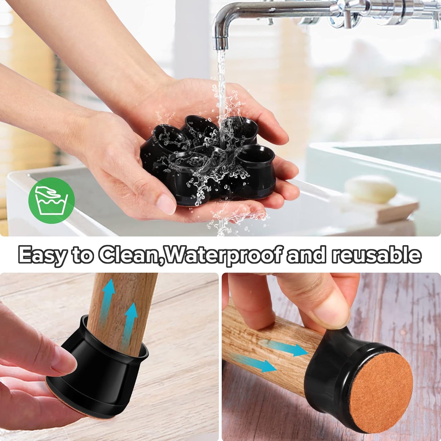 24PCS Upgraded Silicone Chair Leg Floor Protectors for Hardwood Floors, Furniture Sliders for Chair