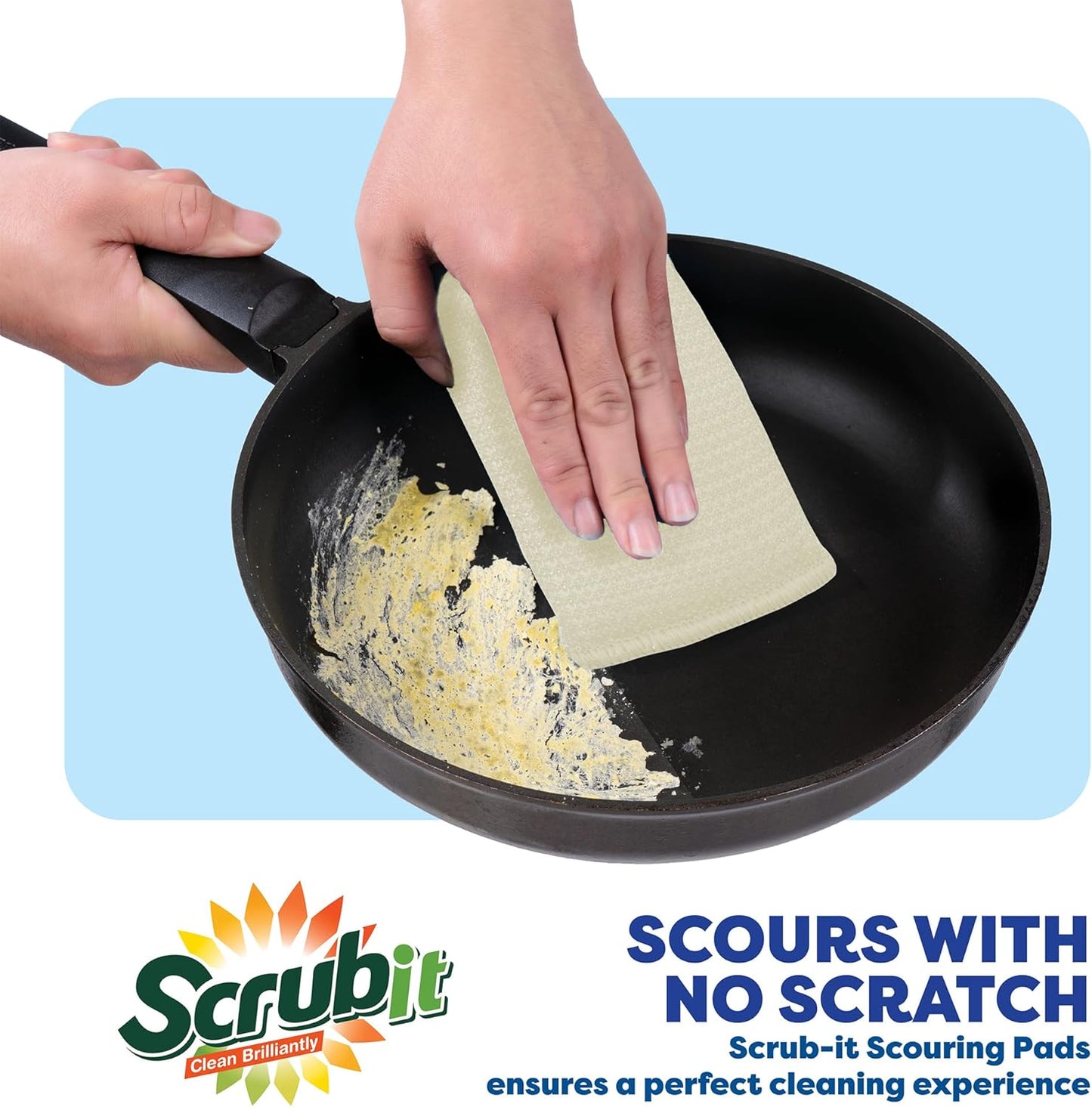 6 Scrub Sponges Kitchen by SCRUBIT, Multi-Purpose Scouring Pads, Non-Scratch Cleaning Sponges for