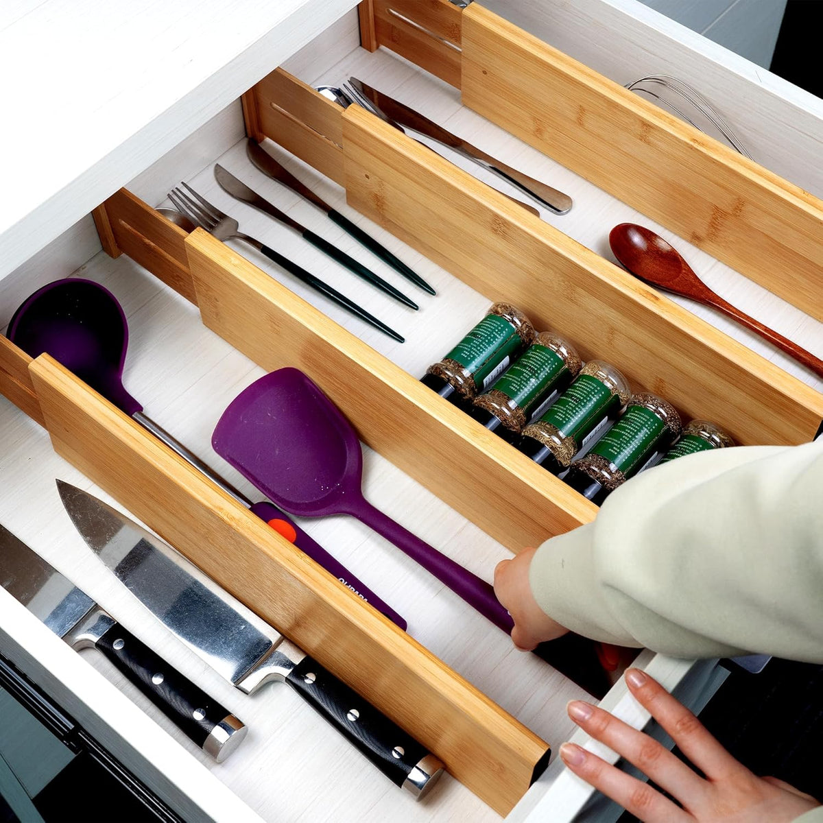 Utoplike Bamboo Drawer Dividers Large(Fits 18.6"-20.6" Drawer Inner Size, Height > 4.05")