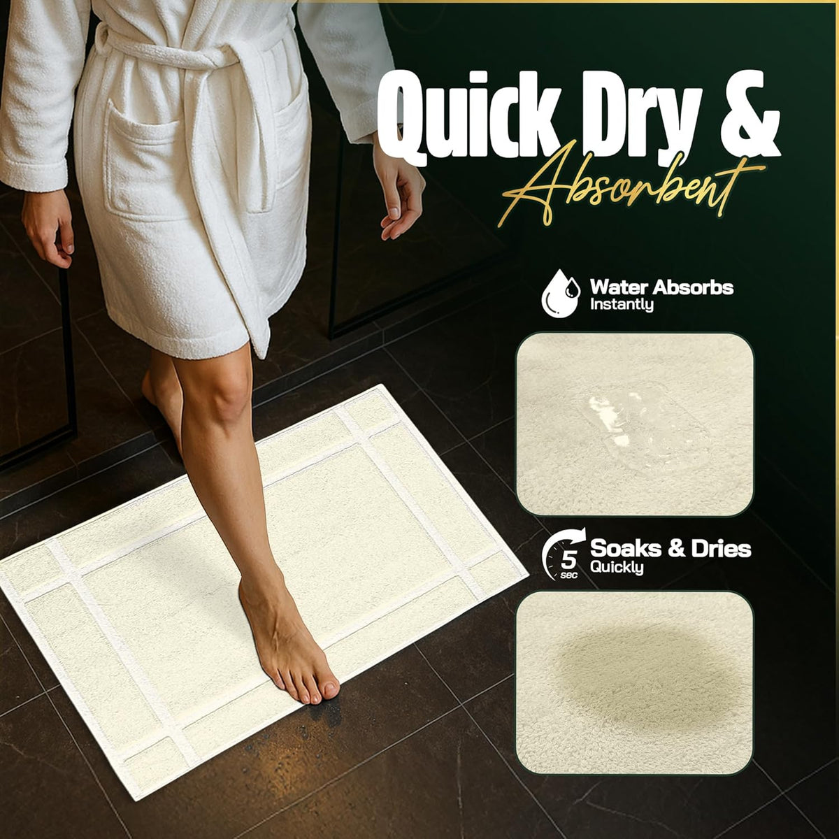 Pearl Linens Pack of 6 100% Cotton Bath Mat 20x30 inches, Soft & Absorbent Quick Dry Bathroom Mat