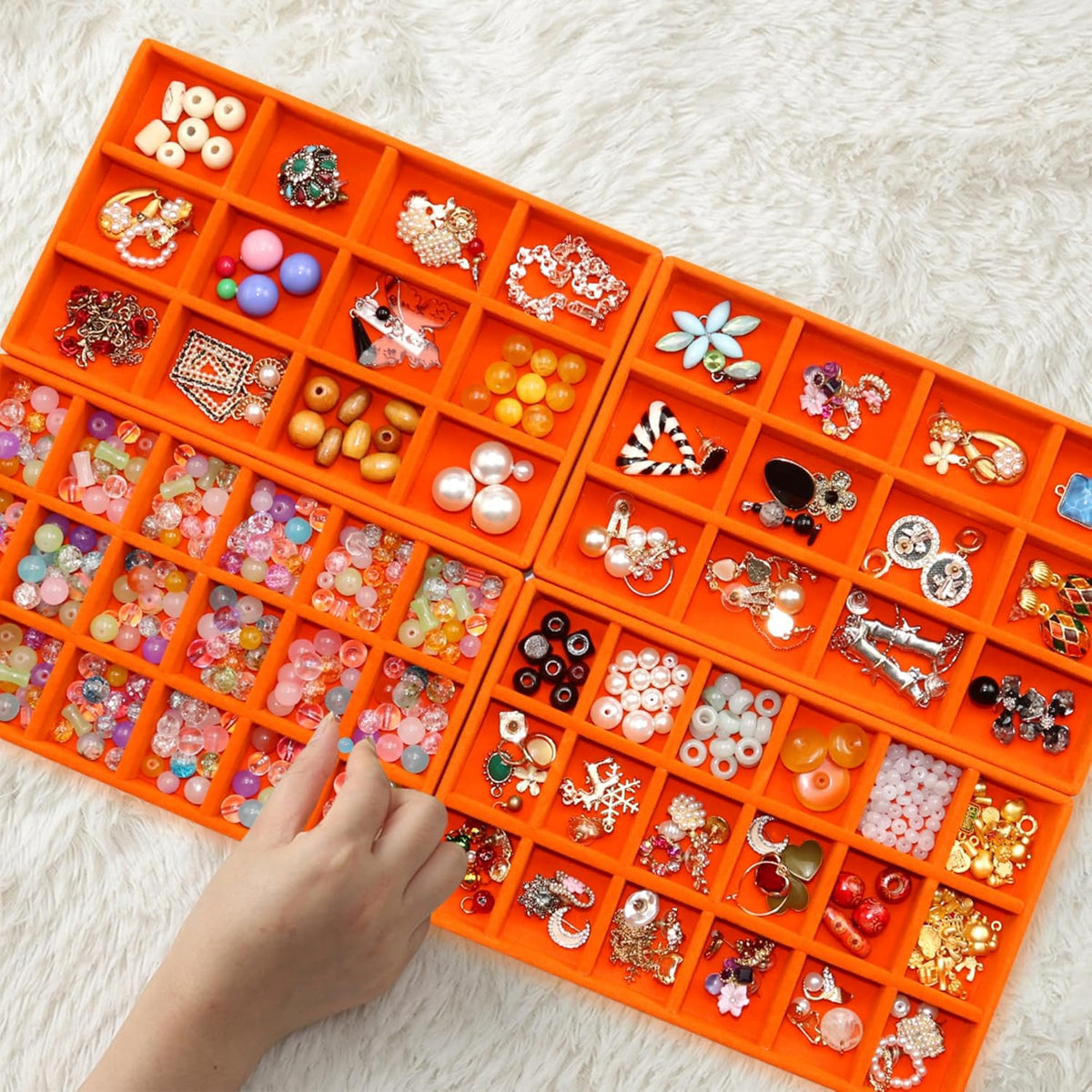 Jewelry Organizer Tray Stackable Velvet Jewelry Trays Drawer Inserts Earring Ring Necklace