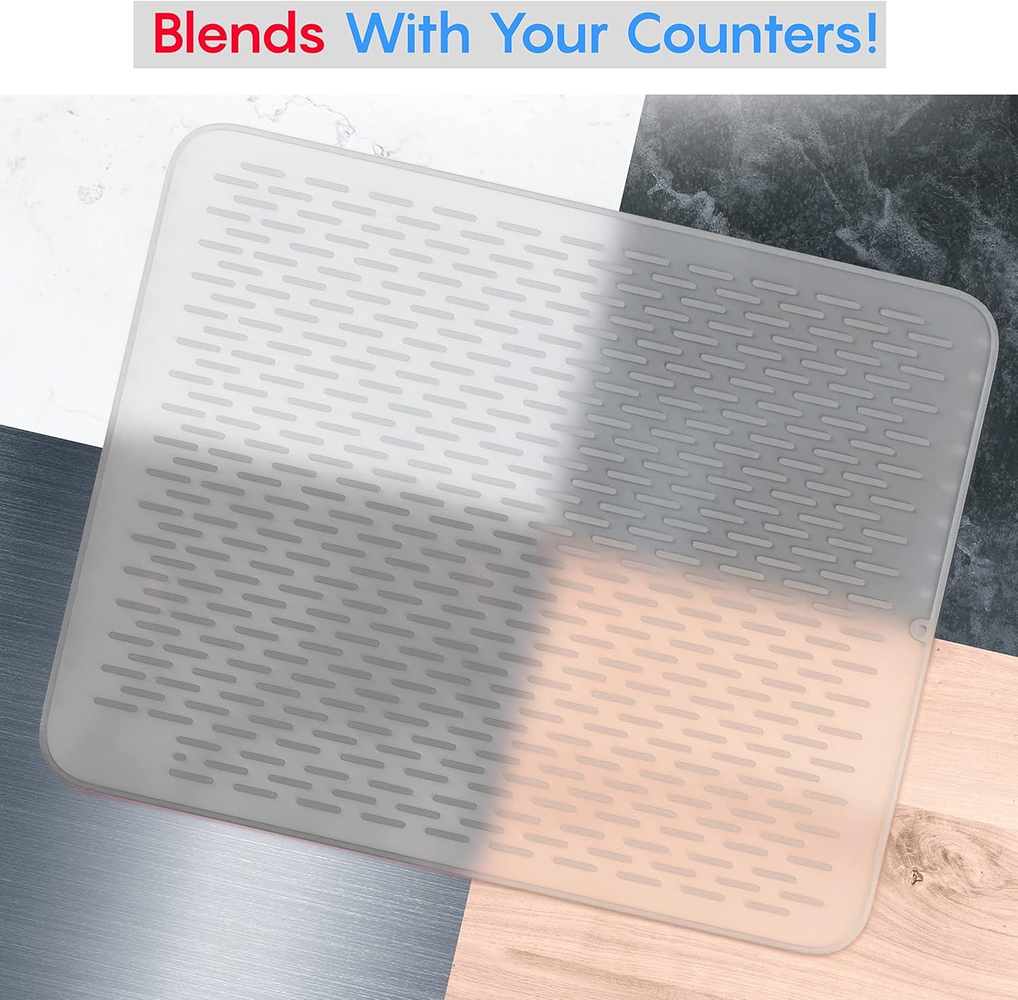 Extra Large (30 inch by 24 inch) heavy duty silicone dish drying mat for kitchen counters by