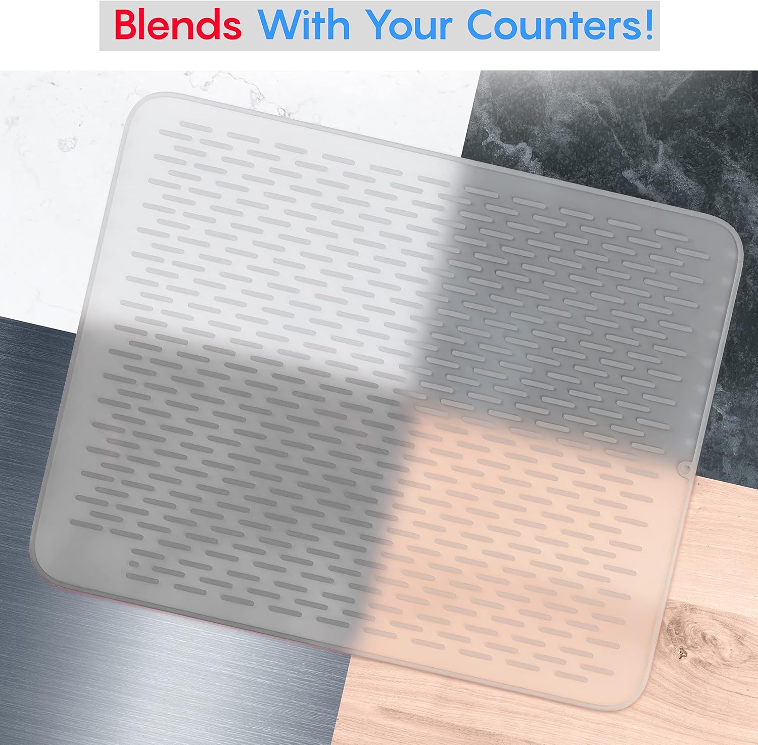 Extra Large (30 inch by 24 inch) heavy duty silicone dish drying mat for kitchen counters by