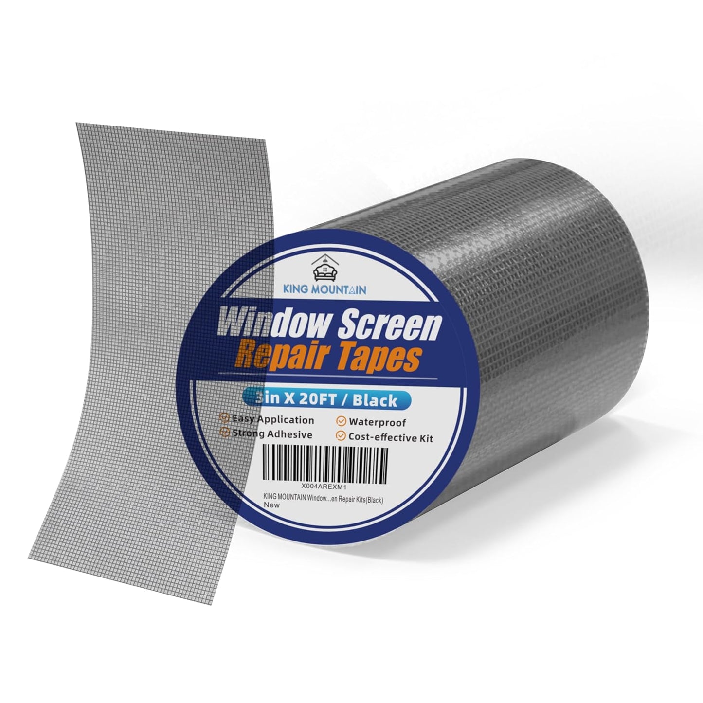 KING MOUNTAIN Black Window Screen Repair Tape,3inX20FT Heavy Duty Screen Repair Kit for Window