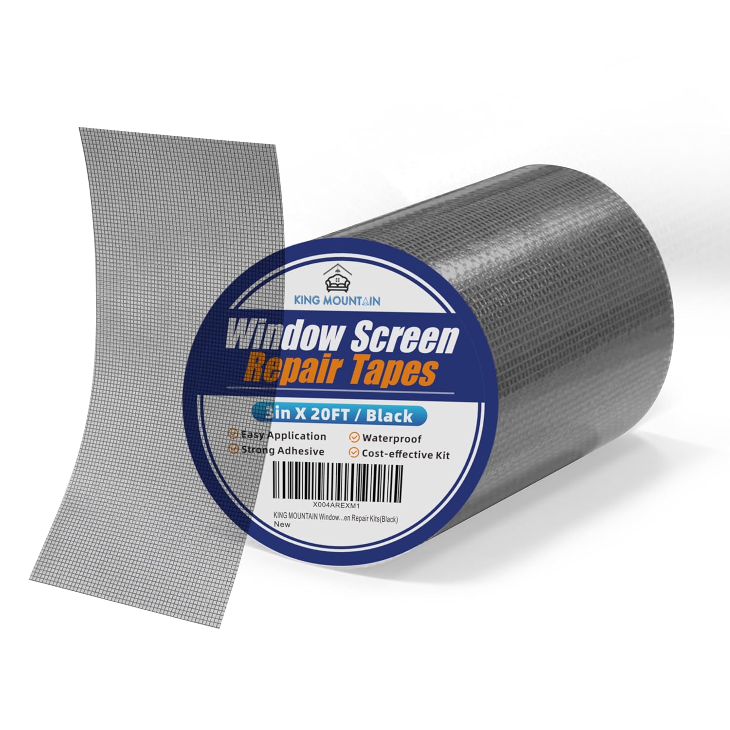 KING MOUNTAIN Black Window Screen Repair Tape,3inX20FT Heavy Duty Screen Repair Kit for Window