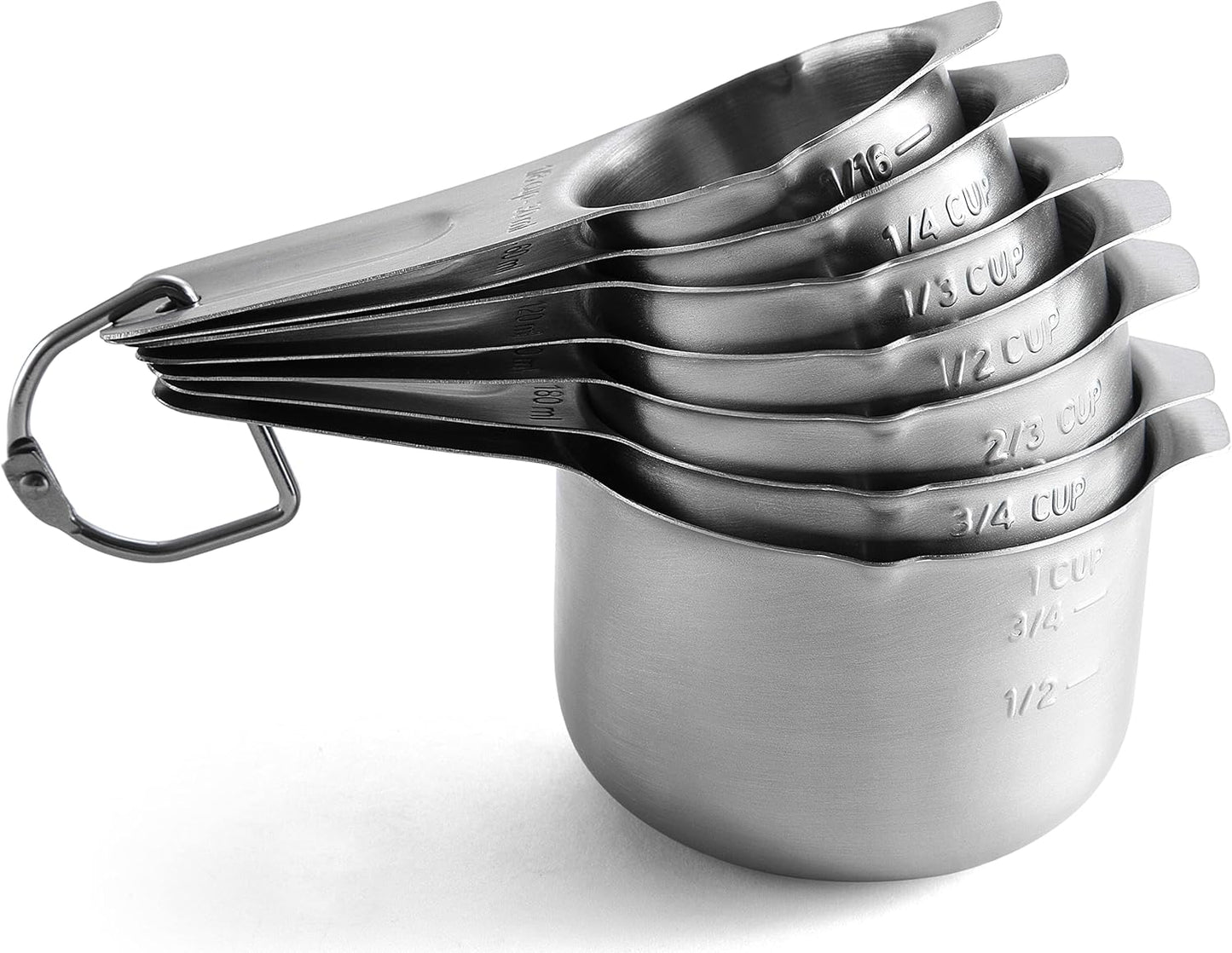 Spring Chef Stainless Steel Measuring Cups Set of 7 with Pour Spout - Nesting Kitchen Tools with