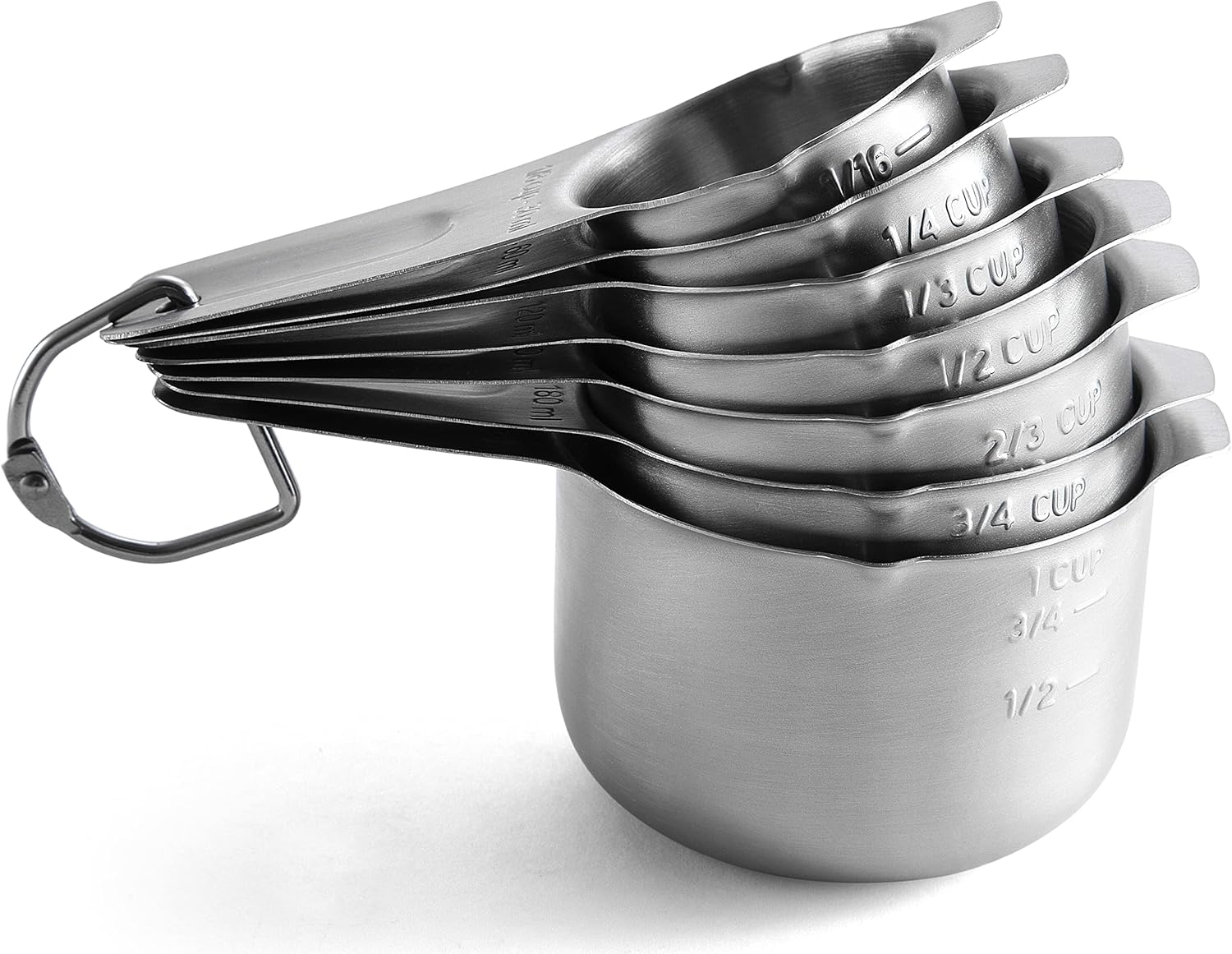 Spring Chef Stainless Steel Measuring Cups Set of 7 with Pour Spout - Nesting Kitchen Tools with