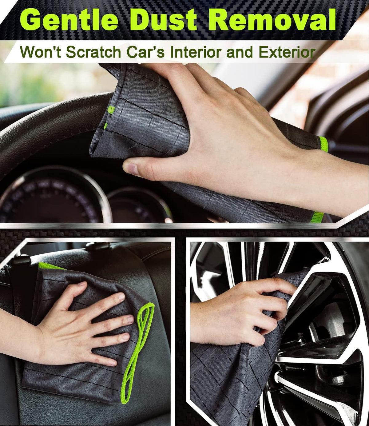 Airlab Carbon Microfiber Towels for Car Glass Window Polishing Cleaning Cloth Auto Detailing Lint