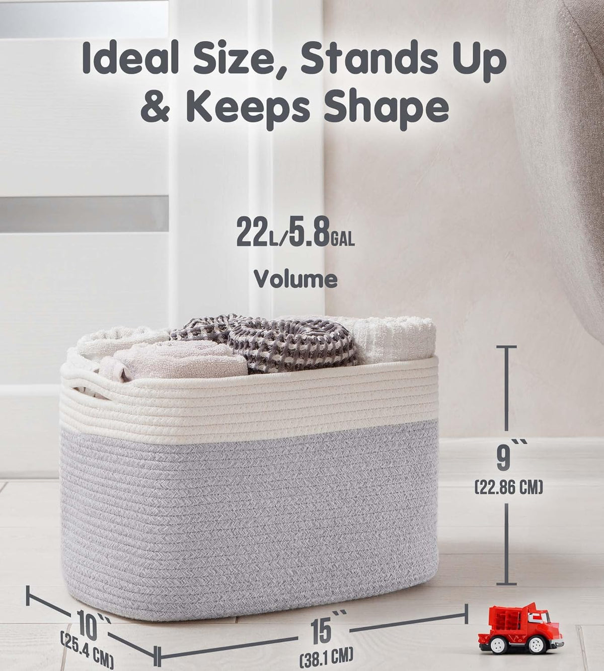 CHAT BLANC Cotton Rope Baskets for Organizing | Storage Baskets for Shelves | Rope Basket for