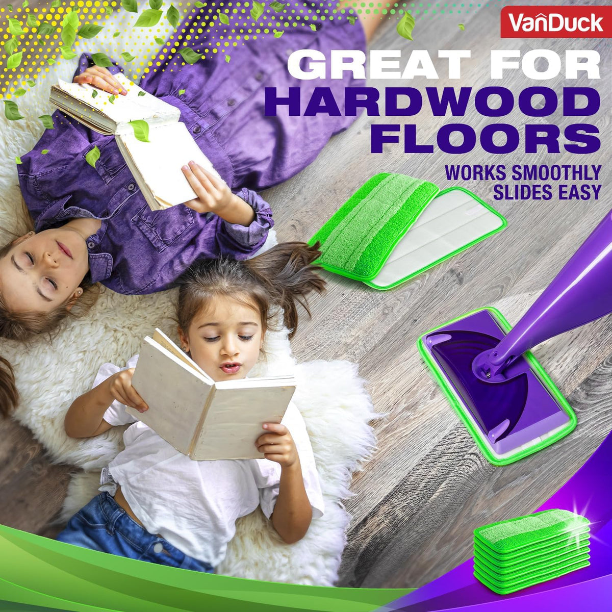 VanDuck Reusable Mop Pads Compatible with Swiffer WetJet (4 Pack) - Microfiber Mop Refill for Wet