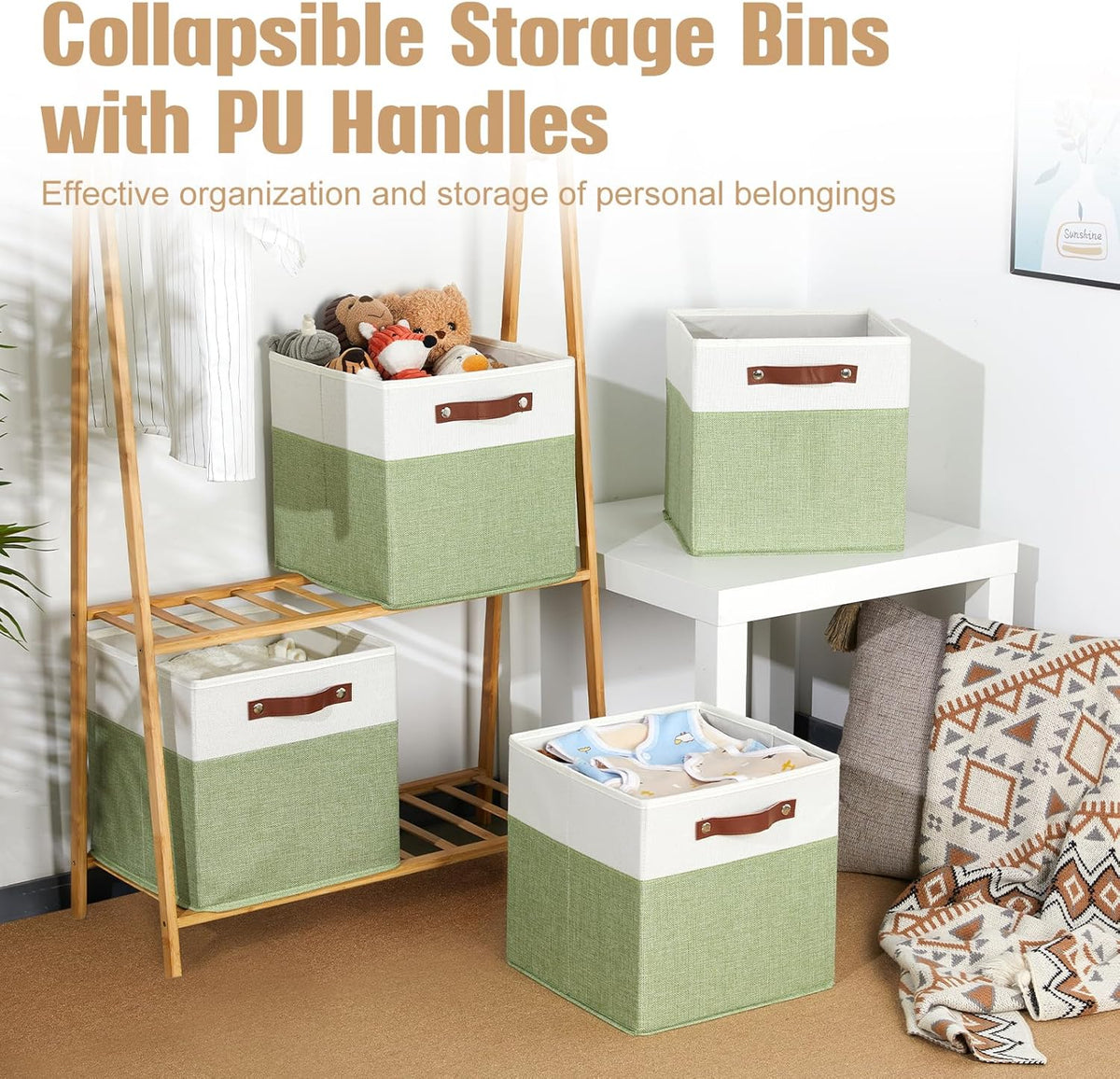 DULLEMELO Fabric Storage Cubes, 12x12 Storage Cube Bins for Organizing, Foldable Storage Baskets