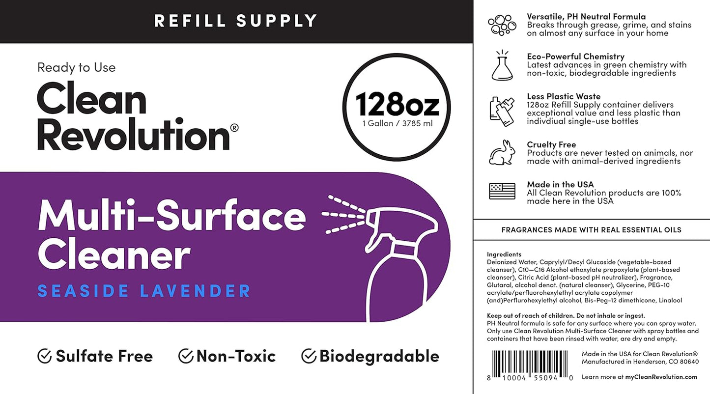 Clean Revolution Multi Surface Cleaner Refill Supply, Non-Toxic, Eco-Friendly & Plant-Based, Ready