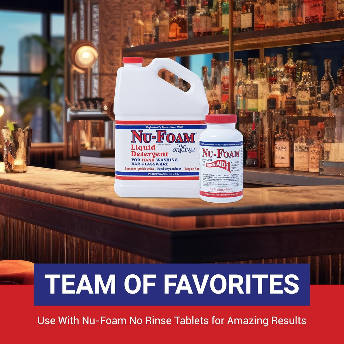 Nu-Foam Sanitizing Tablets for Bar Glassware – Superior Rinse Aid - Hand Washing Bar, Tavern