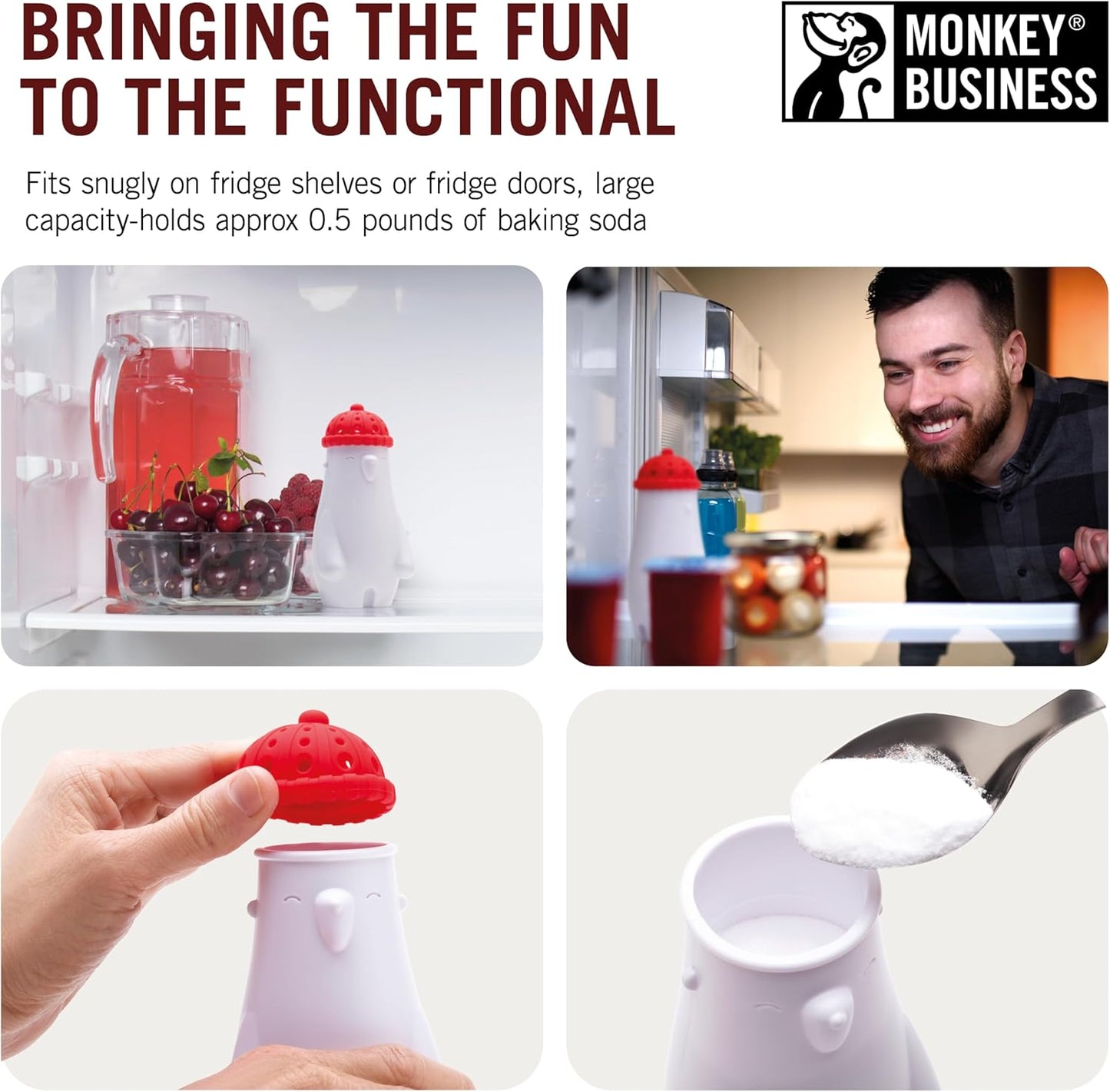 Monkey Business Fill Phil Refrigerator Deodorizer, Baking Soda Container, Baking Soda Fridge