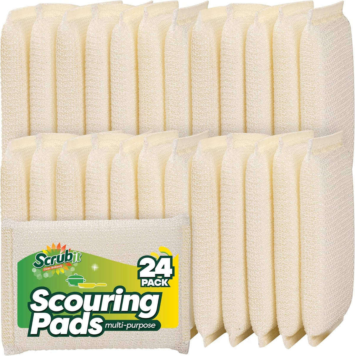 24 Pack Scrub Sponges Kitchen by SCRUBIT, Multi-Purpose Scouring Pads, Non-Scratch Cleaning Sponges