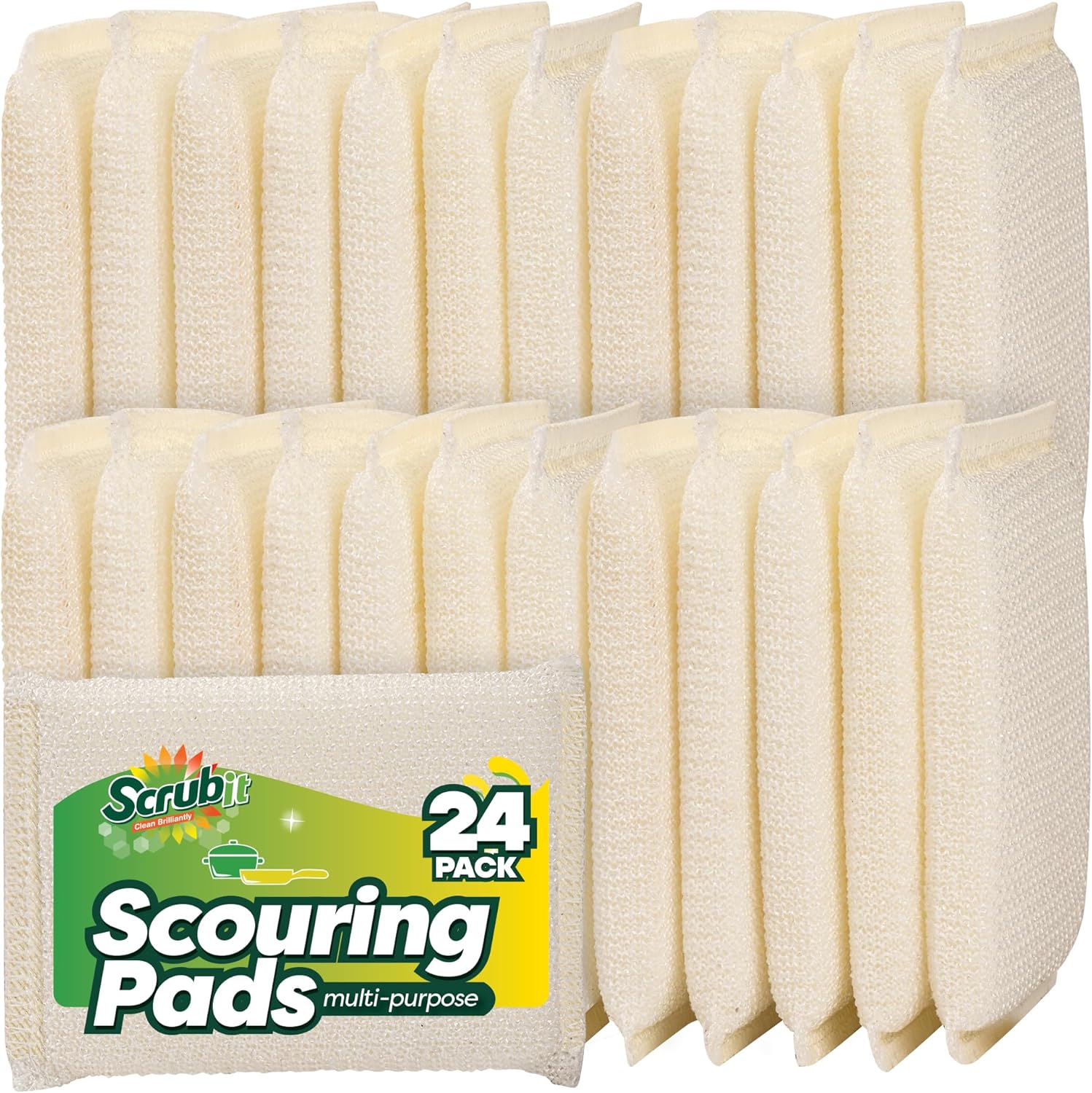 24 Pack Scrub Sponges Kitchen by SCRUBIT, Multi-Purpose Scouring Pads, Non-Scratch Cleaning Sponges