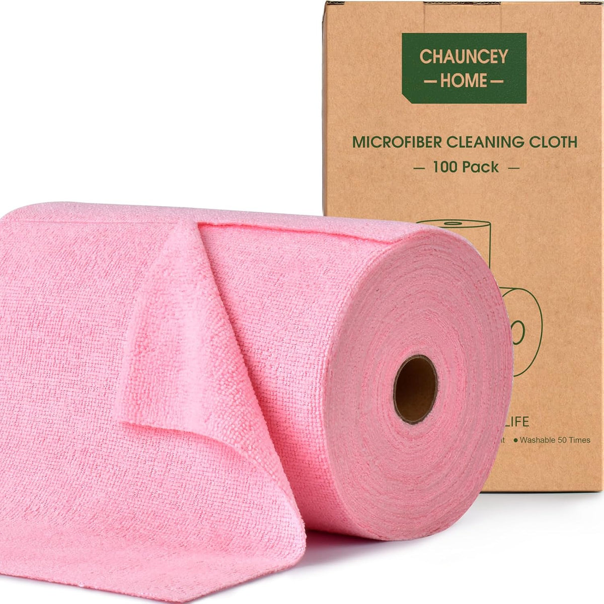 Roll of Microfiber Cleaning Cloth –100 Pack, Tear Away Microfiber Towels, Reusable, Washable
