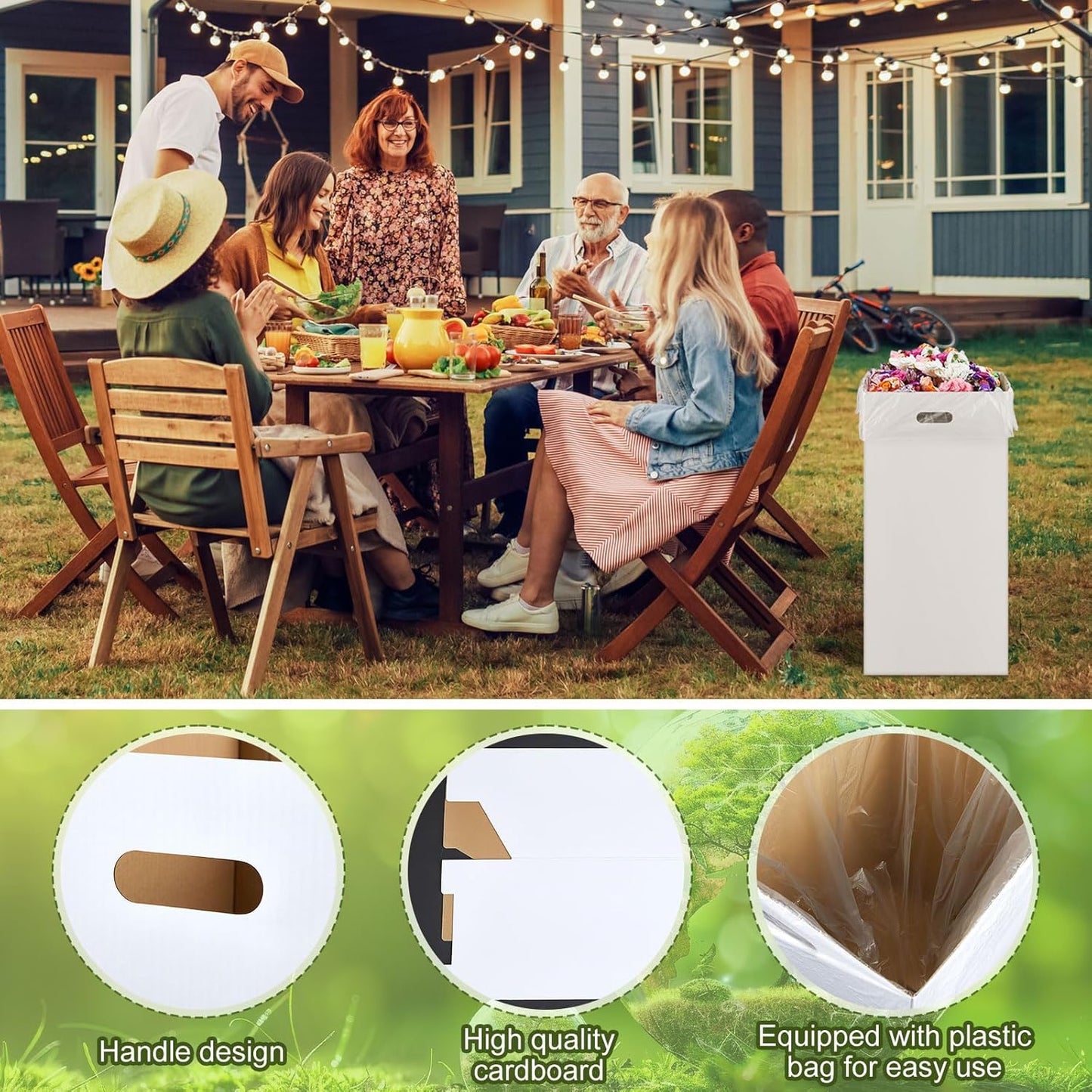 10 Pack 13 Gallon Cardboard Trash Cans Disposable and Reusable Corrugated Cardboard Cans Recycling