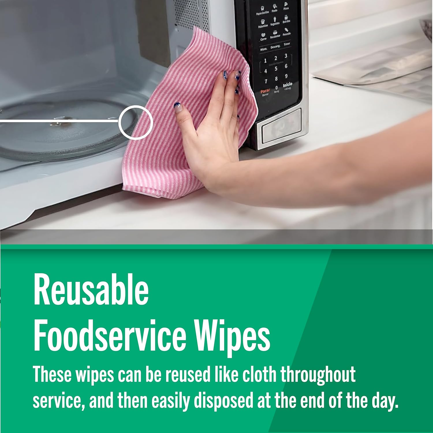 Fresh Towel Foodservice Reusable Paper Towels - 1/4 Fold, 13 x 20 inches - Pink Straight Line