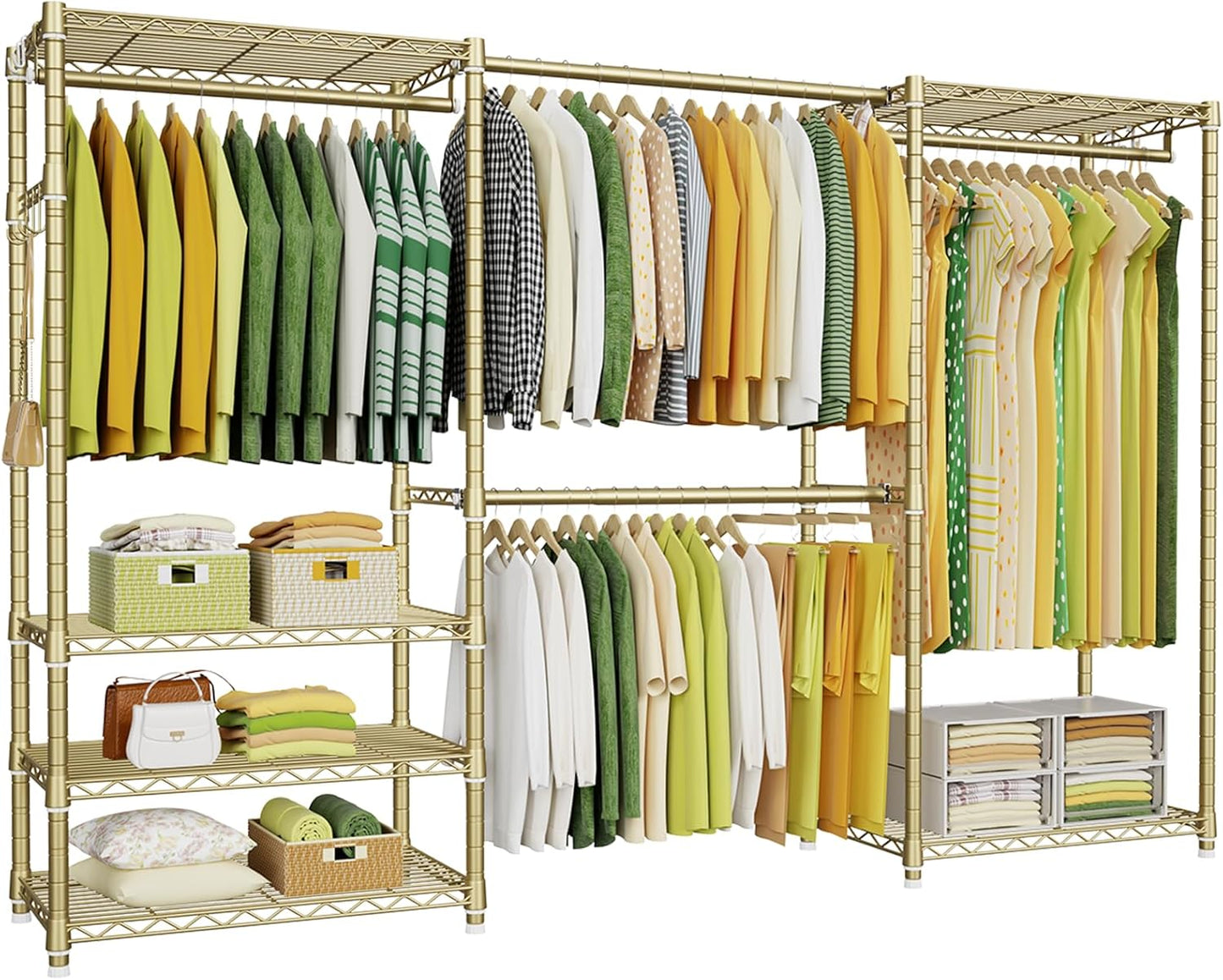 Ulif E1 Heavy Duty Closet Garment Rack, 6 Tiers Adjustable Metal Freestanding Expandable Clothing