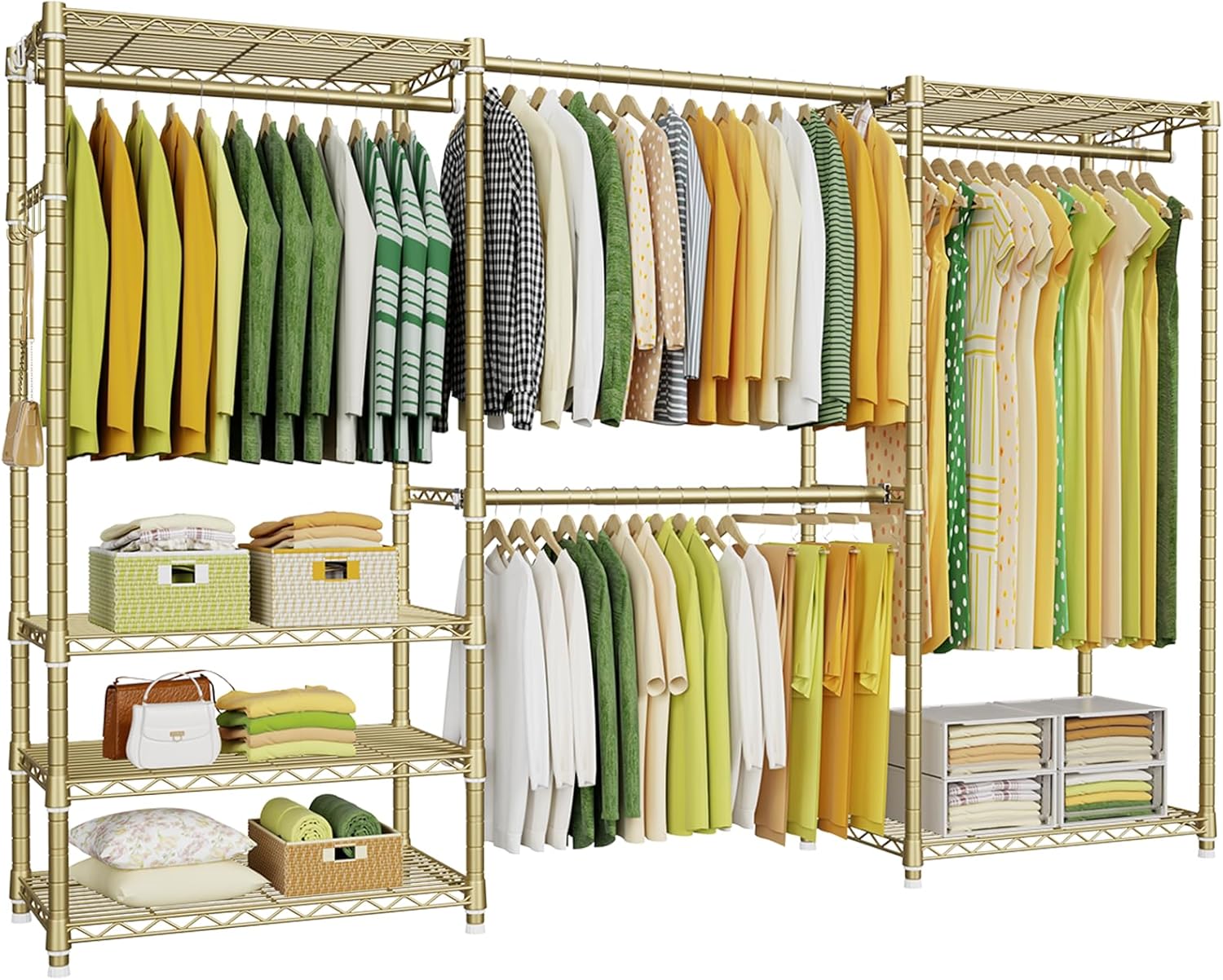 Ulif E1 Heavy Duty Closet Garment Rack, 6 Tiers Adjustable Metal Freestanding Expandable Clothing