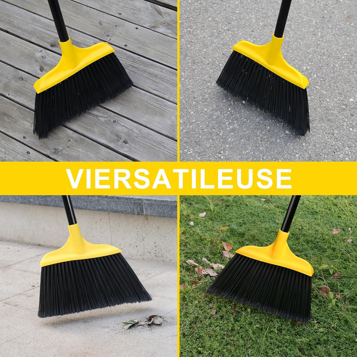 Kefanta 3 Pack Outdoor Broom Heavy-Duty Indoor Commercial Brooms 54 Inches for Courtyard Garage