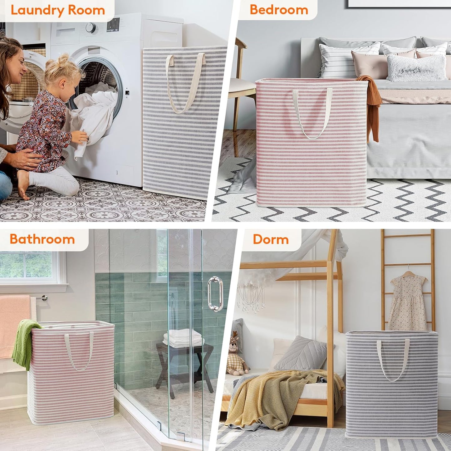 Lifewit 2 Pack Laundry Hamper Large Collapsible Laundry Basket, Freestanding Waterproof Cloth