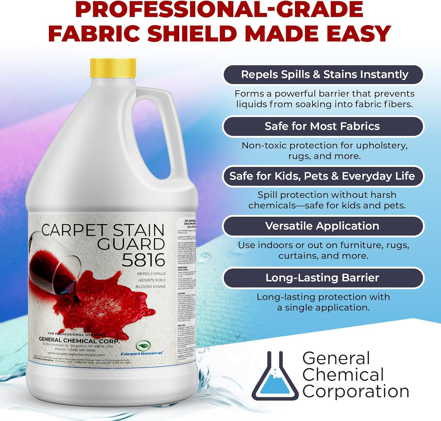 General Chemical Stain Shield Spray - Safe Fabric Protector Spritz and Stain Guard 5816 for
