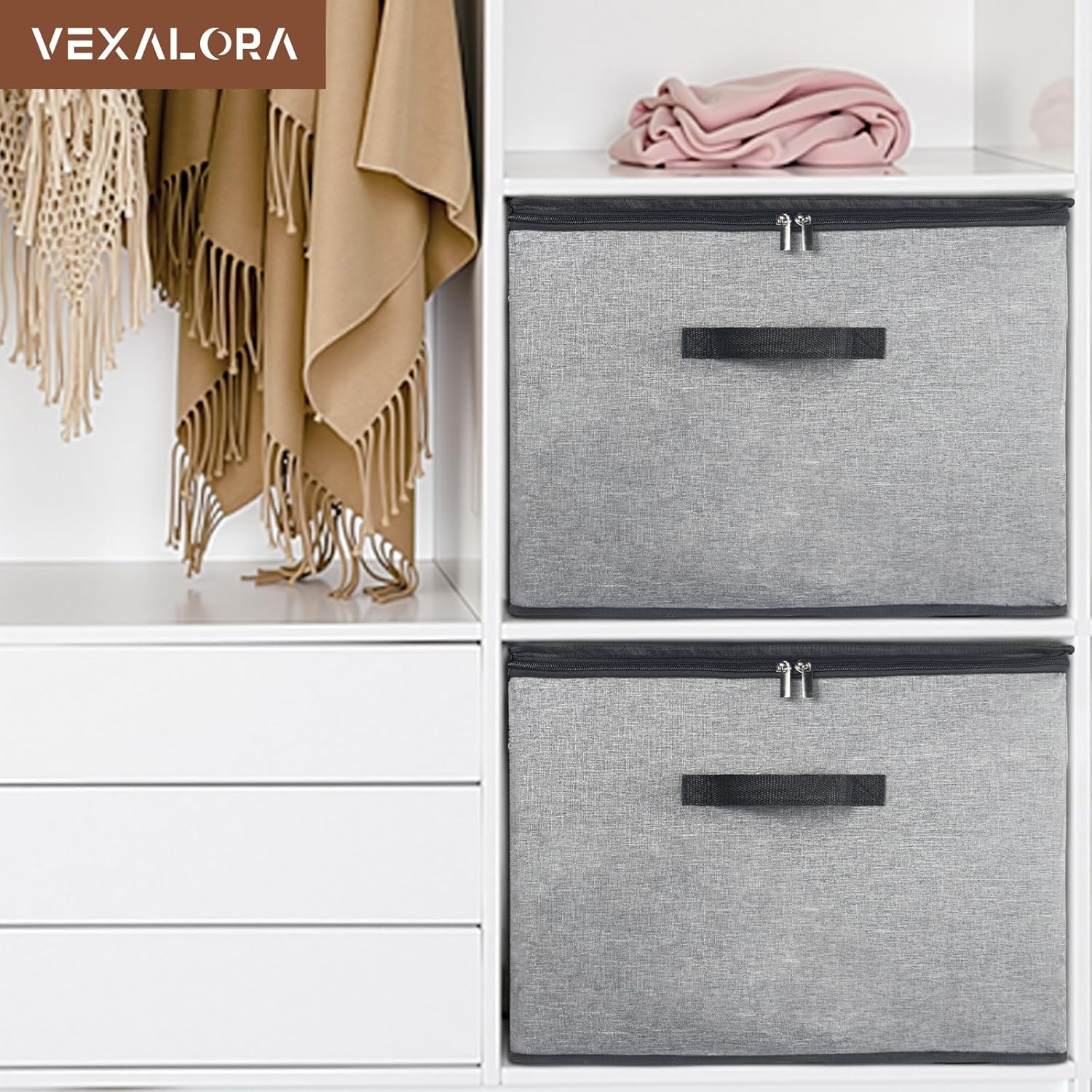 Shoe Organizer Box 2 Pack, Shoe Storage Organizer with Clear Cover, Adjustable Dividers Fits 16-32