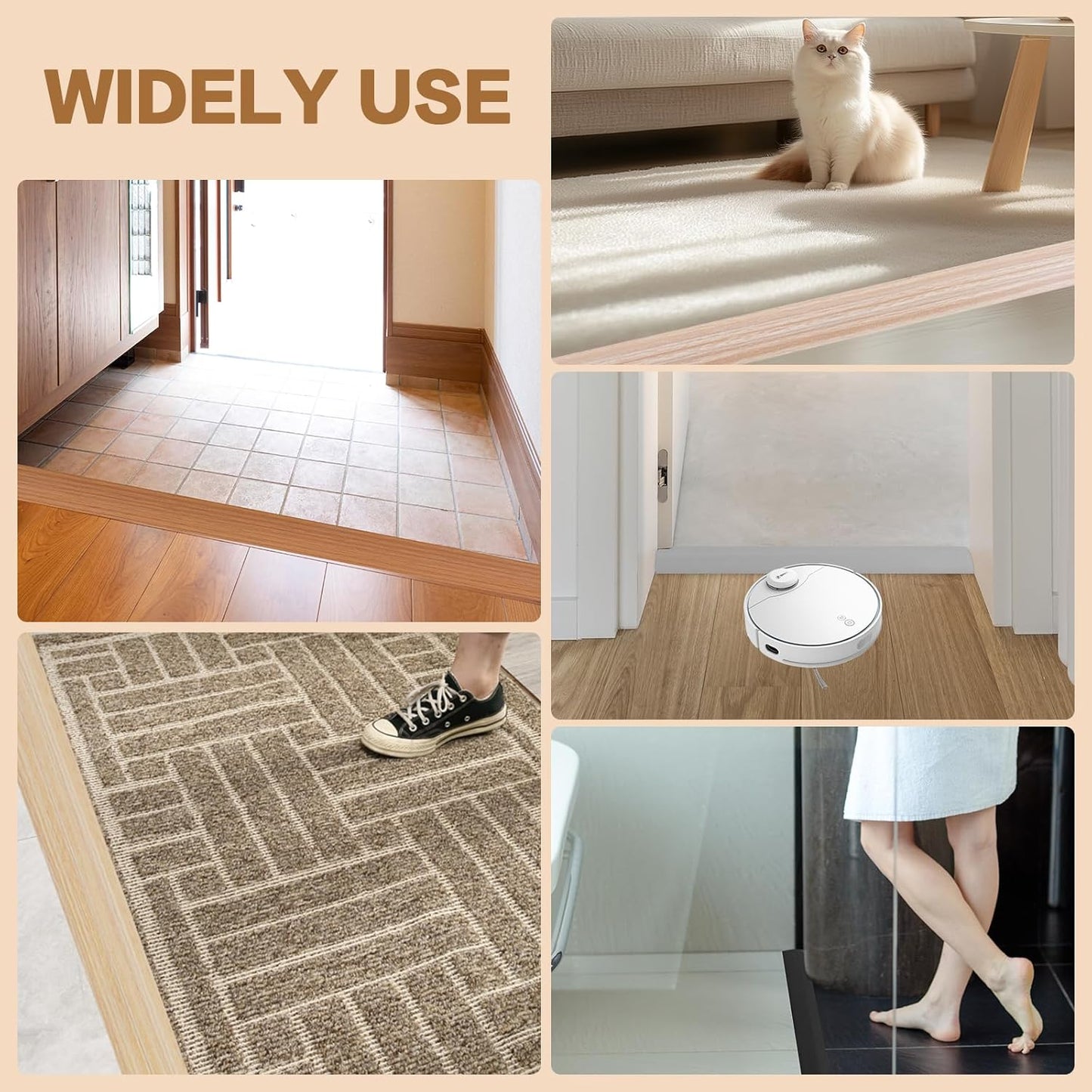 Floor Transition Strip Vinyl Door Threshold Ramp Self Adhesive Carpet Edging Strip Doorway Edge