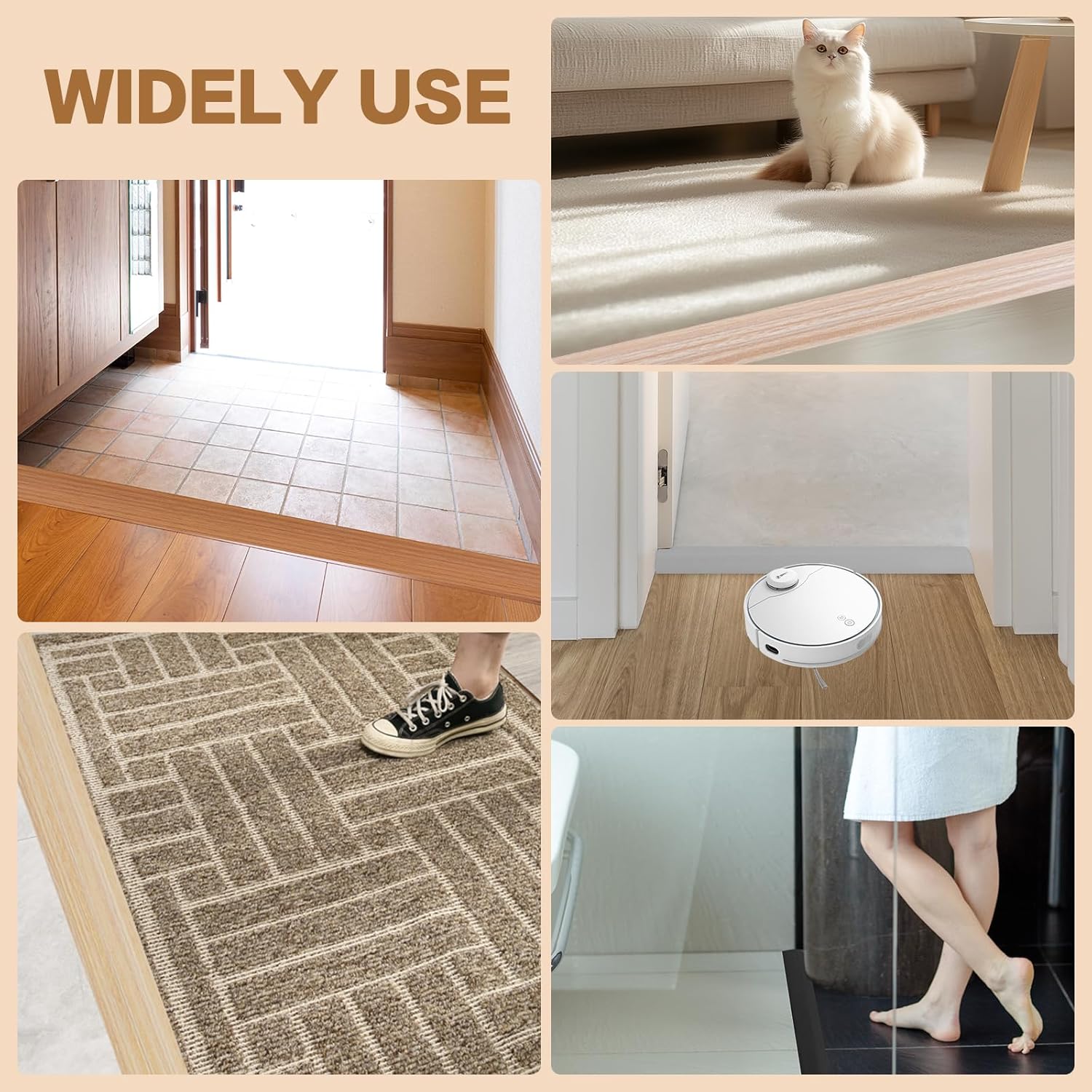 Floor Transition Strip Vinyl Door Threshold Ramp Self Adhesive Carpet Edging Strip Doorway Edge