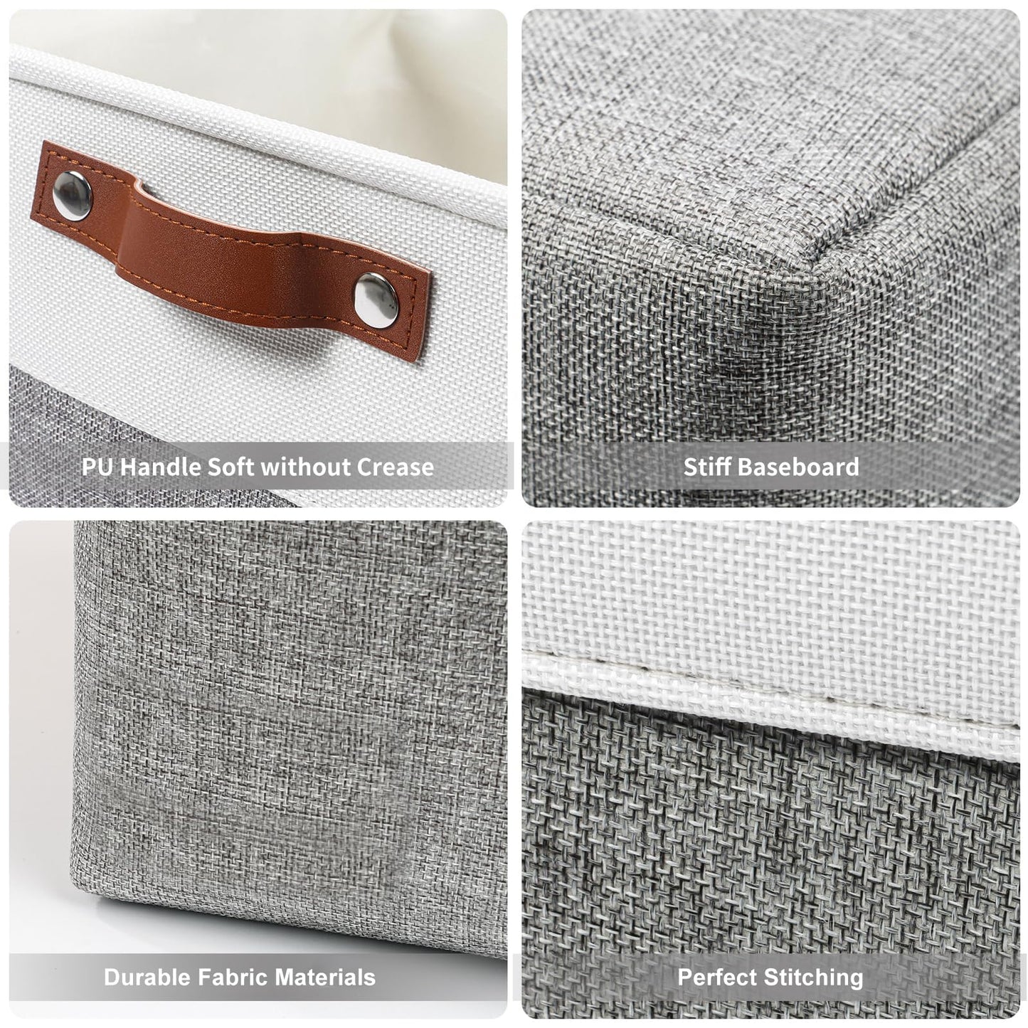 Bagnizer Storage Bins Large Fabric Storage Baskets for Shelves 3 Pack, 5Inches, Grey – view 5