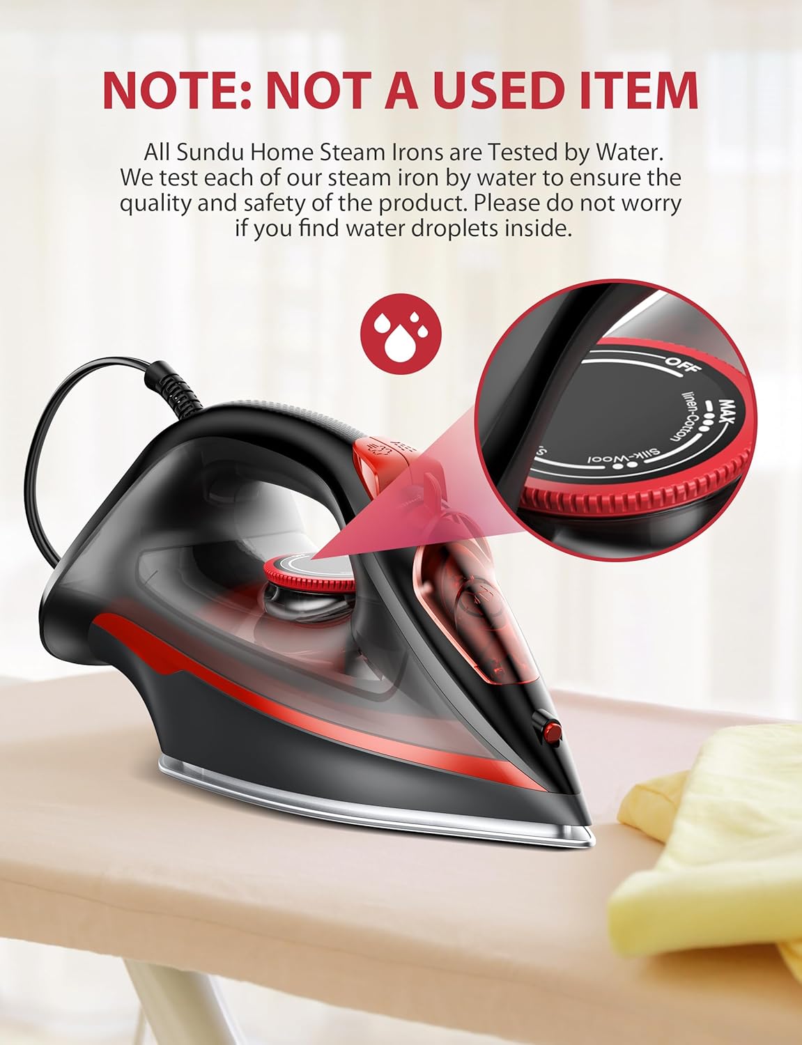 Burst steam Iron for Clothes, Automatic Shutoff, Light Weight, 1500W Iron with Non-Stick Ceramic