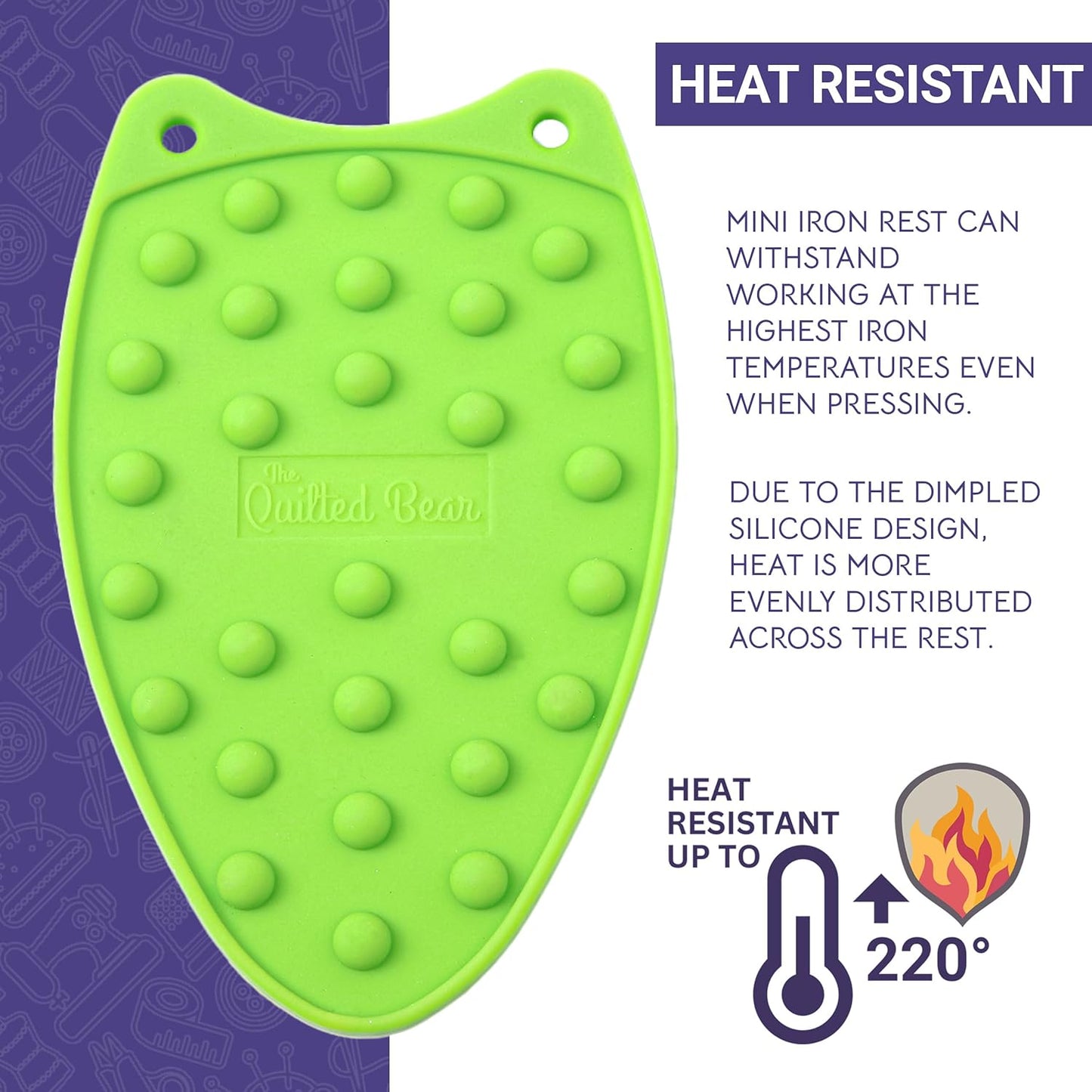 The Quilted Bear Mini Iron Rest - Silicone Heat Resistant Mat for Stress-Free Crafting, Sewing &