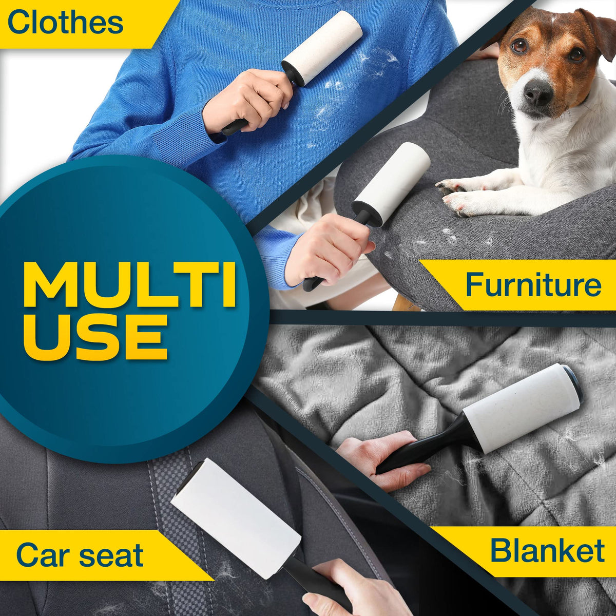 Lint Rollers 900 Sticky Sheets, 10 Spare Rollers,10 Pack of Refills Only. Pet Hair Remover for