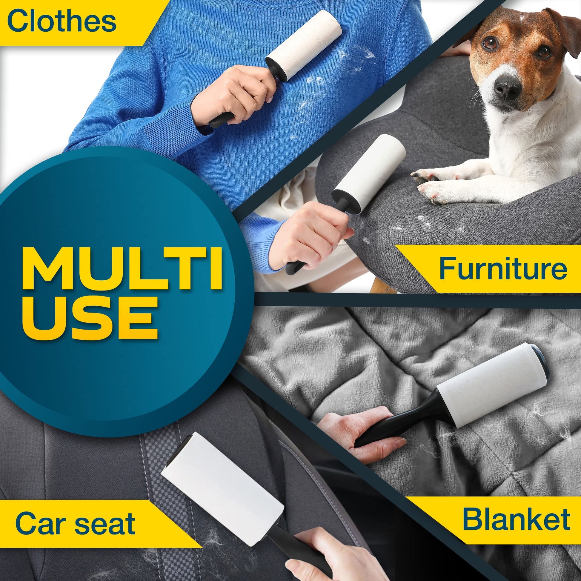 Lint Rollers 900 Sticky Sheets, 10 Spare Rollers,10 Pack of Refills Only. Pet Hair Remover for