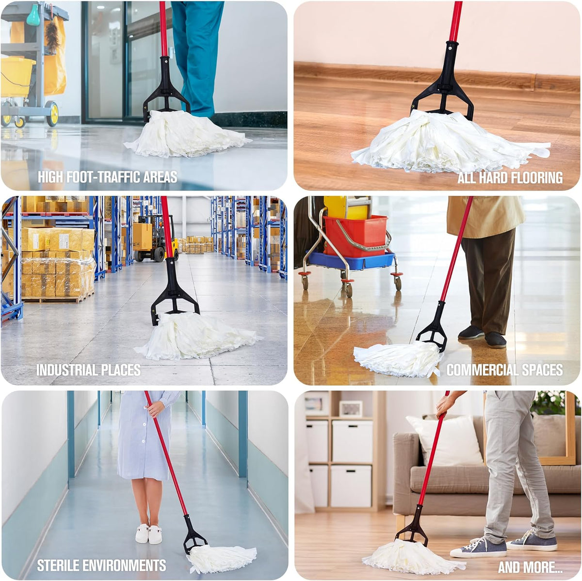 Matthew Cleaning Looped-Open Disposable Industrial Wet Mop Head 1.25'' Universal Headband Non-Woven