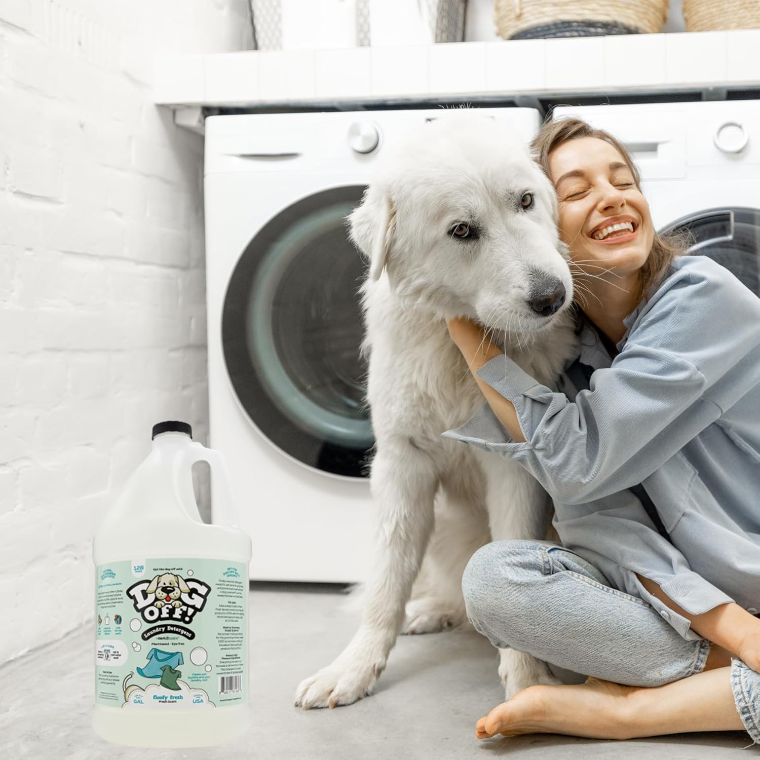Bark2Basics Dog-Off Laundry Liquid Detergent, 1 Gallon - 128 Loads, Eliminates Pet Odors and Stains