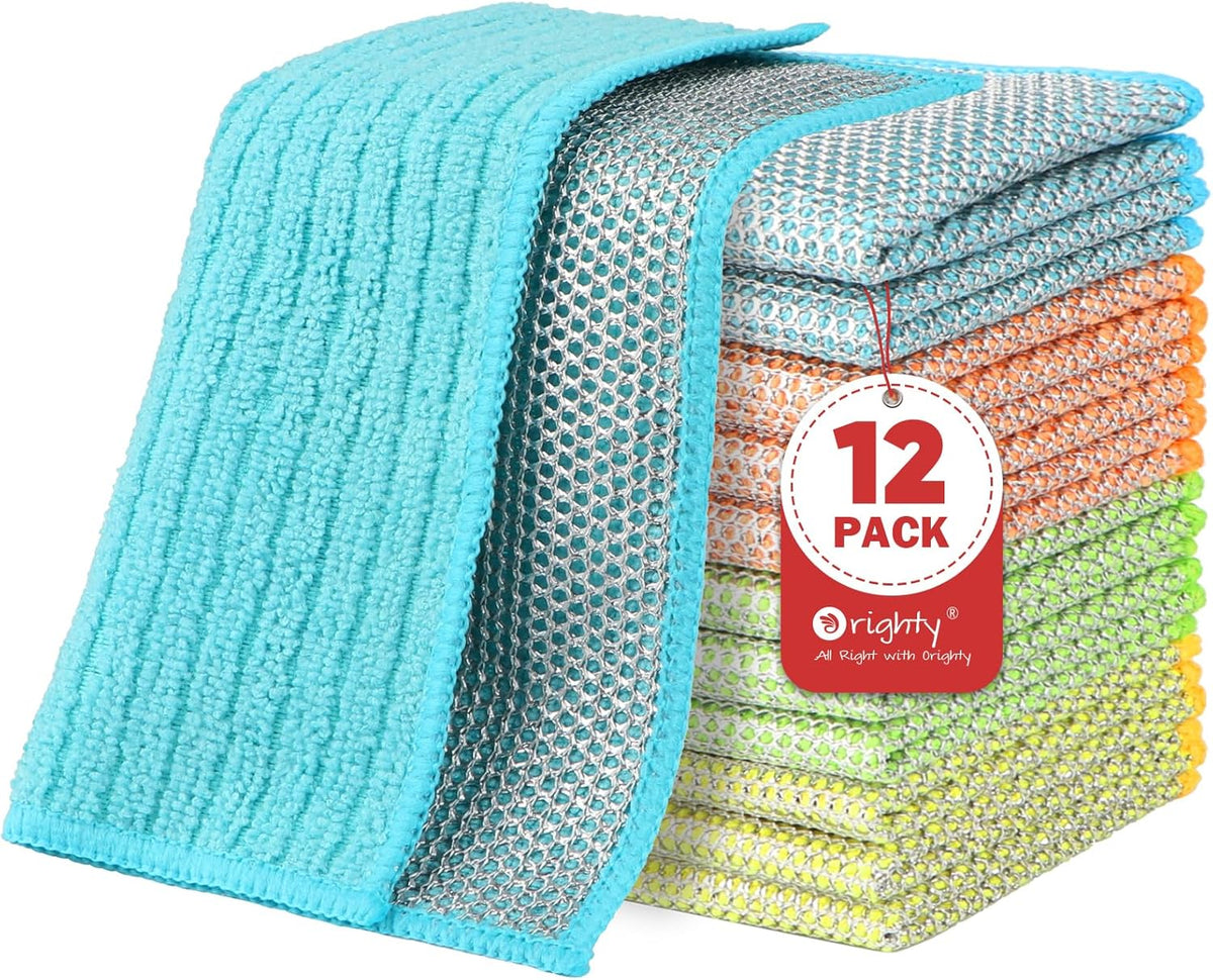 Orighty Multipurpose Wire Dishwashing Rag 12 Pcs, Upgraded Double-Layer Non-Scratch Wire Dish