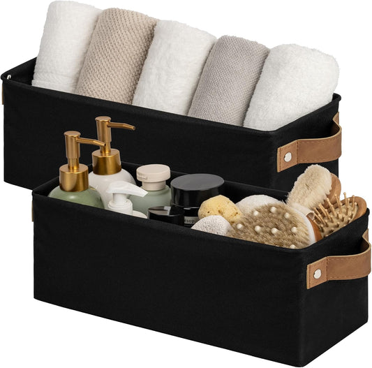 StorageWorks Narrow Storage Bins, Small Basket for Closet and Shelves, Fabric Organizer with
