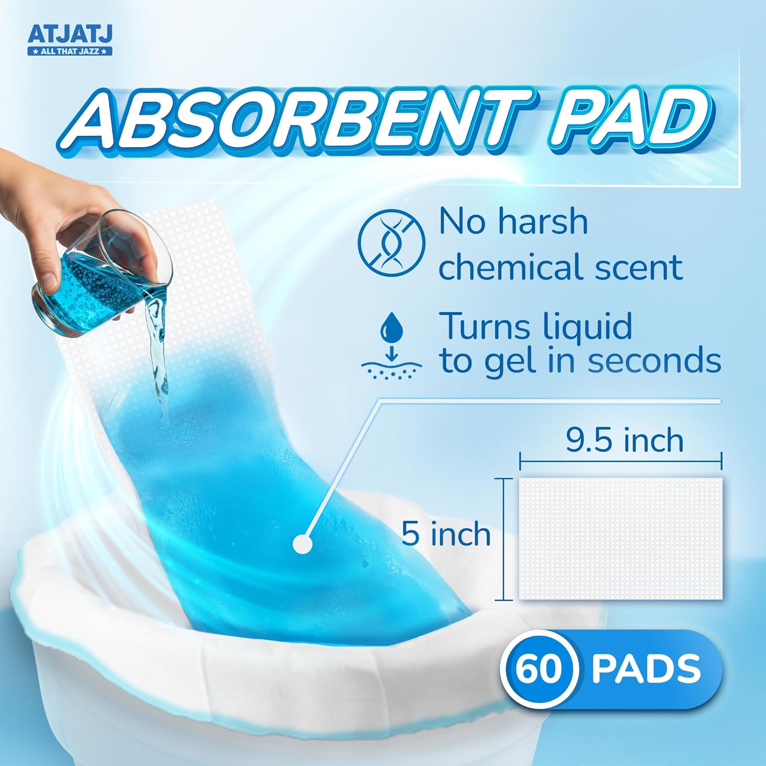 60 Packs Commode Liners With 60 Absorbent Pads, Leak-Proof Disposable Toilet Bags for Adults, Fits