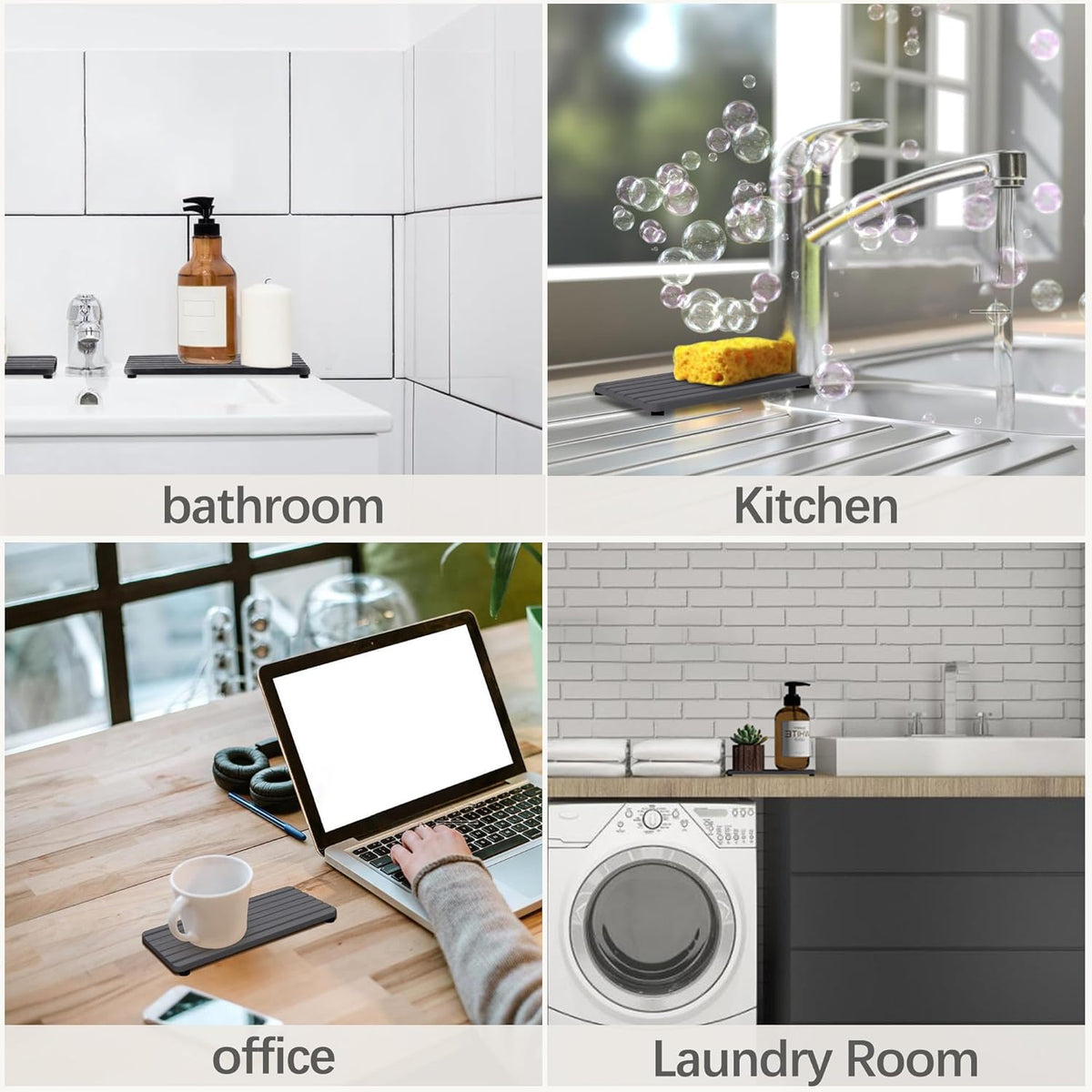 Set of 4 Water Absorbent Diatomite Coasters, Diatomaceous Earth Kitchen Soap Dish, Bathroom Trays