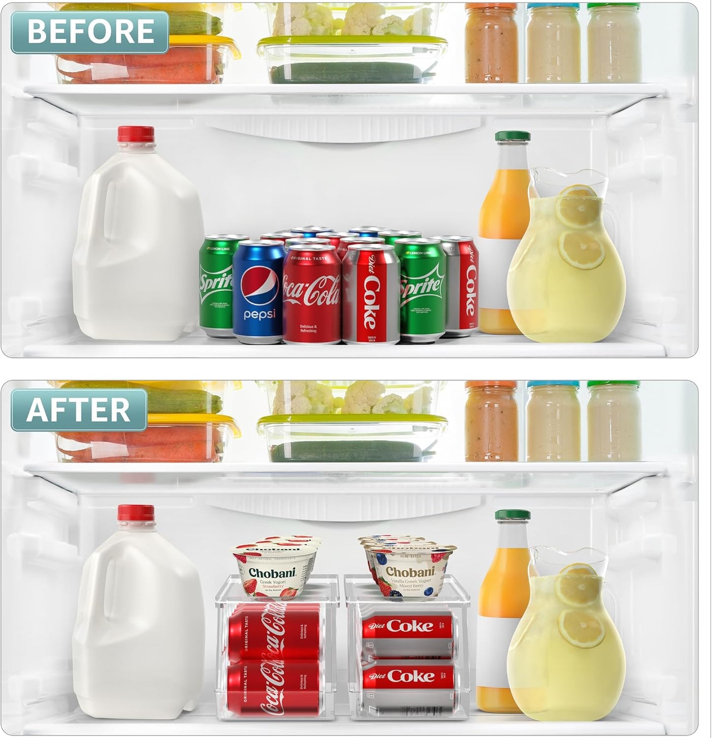 Sorbus Soda Can Organizer for Refrigerator Stackable Can Holder Dispenser with Lid for Fridge